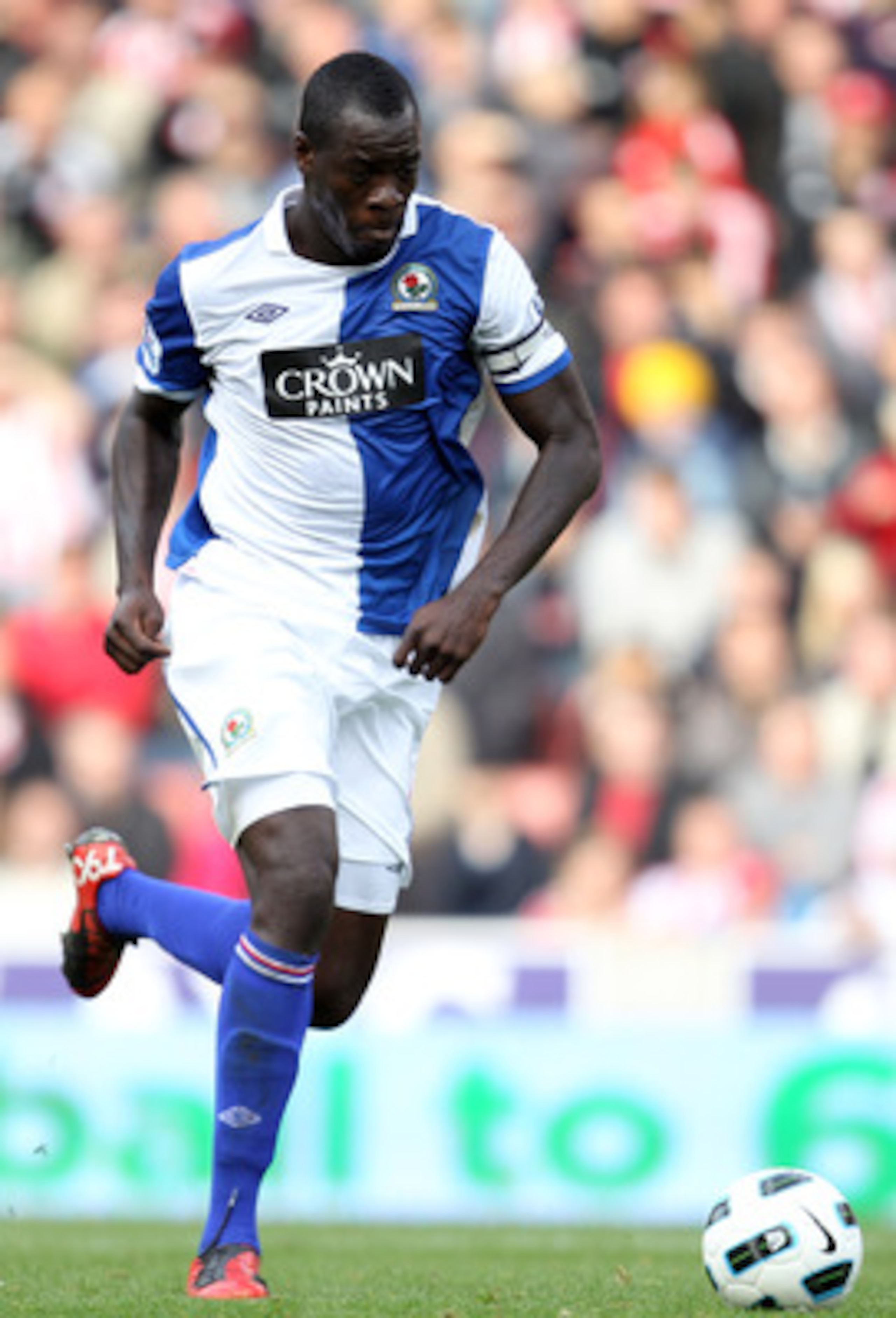 STOKE ON TRENT, ENGLAND - OCTOBER 02:  Christopher Samba of Blackburn Rovers in action during the Barclays Premier League match between Stoke City and Blackburn Rovers at the Britannia Stadium on October 2, 2010 in Stoke on Trent, England.  (Photo by Mark