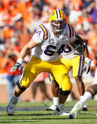 AUBURN, AL - OCTOBER 23:  P.J. Lonergan #64 of the LSU Tigers against the Auburn Tigers at Jordan-Hare Stadium on October 23, 2010 in Auburn, Alabama.  (Photo by Kevin C. Cox/Getty Images)