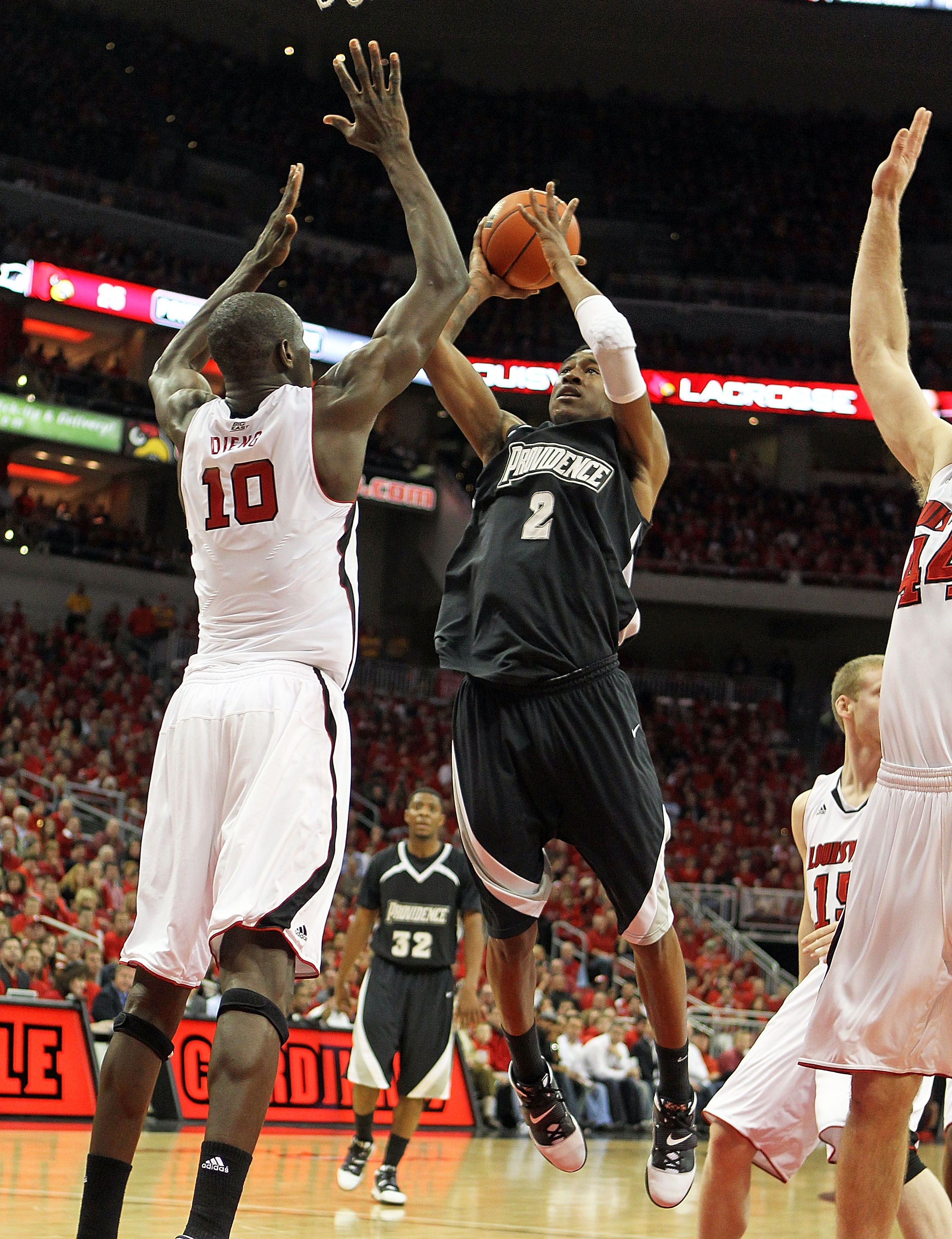LOUISVILLE, KY - MARCH 02: Marshon Brooks #2 of the Providence Friars shoots the ball during the Big East Conference game against the Louisville Cardinals at the KFC Yum! Center on March 2, 2011 in Louisville, Kentucky. Louisville won 87-60. (Photo by LOUISVILLE, KY - MARCH 02: Marshon Brooks #2 of the Providence Friars shoots the ball during the Big East Conference game against the Louisville Cardinals at the KFC Yum! Center on March 2, 2011 in Louisville, Kentucky. Louisville won 87-60. (Photo by
