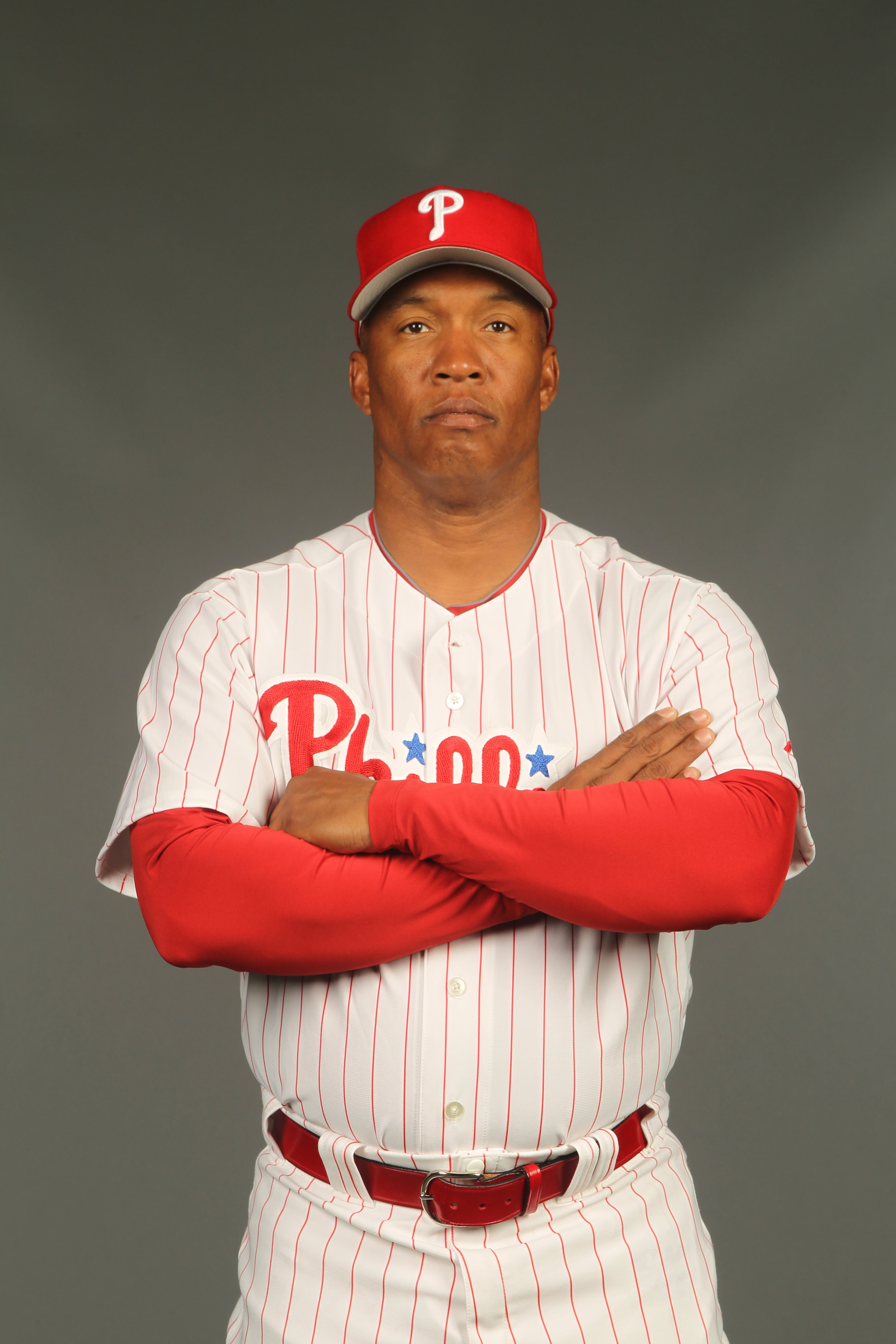 CLEARWATER, FL - FEBRUARY 24:  Milt Thompson #25 of the Philadelphia Phillies poses for a photo during Spring Training Media Photo Day at Bright House Networks Field on February 24, 2010 in Clearwater, Florida.  (Photo by Nick Laham/Getty Images)