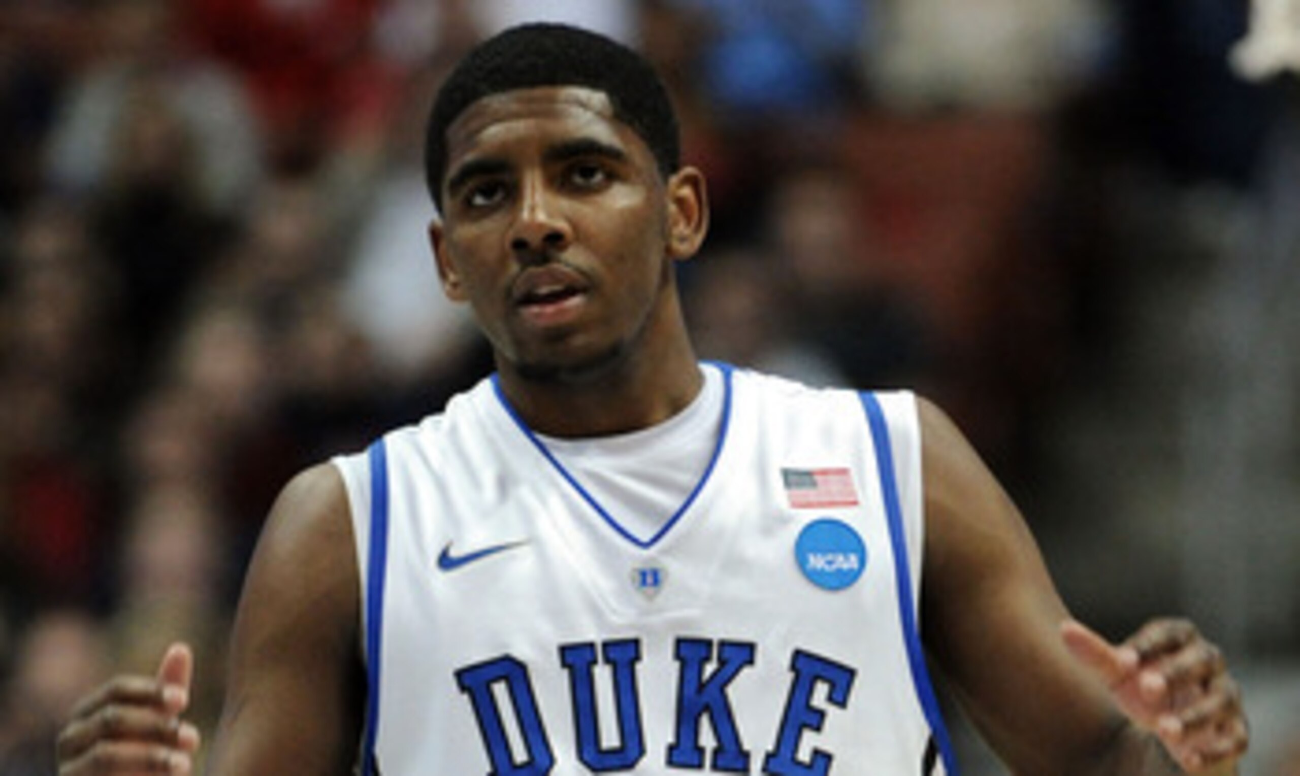 ANAHEIM, CA - MARCH 24:  Kyrie Irving #1 of the Duke Blue Devils looks on against the Arizona Wildcats during the west regional semifinal of the 2011 NCAA men's basketball tournament at the Honda Center on March 24, 2011 in Anaheim, California.  (Photo by