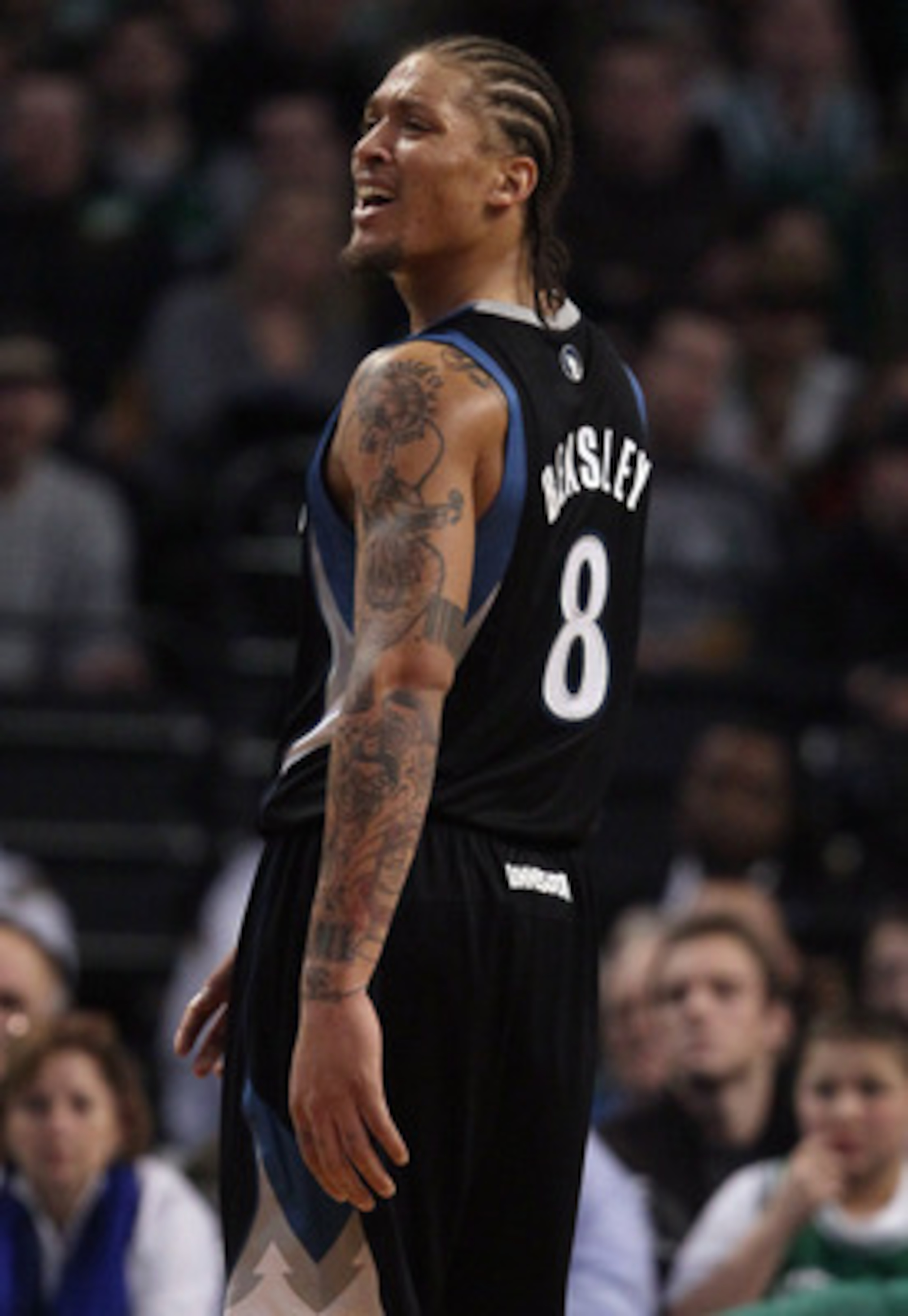 BOSTON, MA - JANUARY 03: Michael Beasley #8 of the Minnesota Timberwolves reacts to a foul called against him in the second half against the Boston Celtics on January 3, 2011 at the TD Garden in Boston, Massachusetts. The Celtics defeated the Timberwolve BOSTON, MA - JANUARY 03: Michael Beasley #8 of the Minnesota Timberwolves reacts to a foul called against him in the second half against the Boston Celtics on January 3, 2011 at the TD Garden in Boston, Massachusetts. The Celtics defeated the Timberwolve