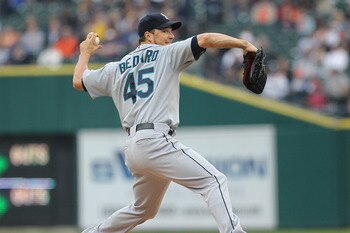 DETROIT, MI - JUNE 10:  Starting pitcher Erik Bedard #45 of the Seattle Mariners throws the ball during a MLB game against the Detroit Tigers at Comerica Park on June 10, 2011 in Detroit, Michigan.  Seattle defeated Detroit 3-2.  (Photo by Dave Reginek/Ge