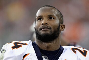 GLENDALE, AZ - DECEMBER 12:  Cornerback Champ Bailey #24 of the Denver Broncos stands on the sidelines during the NFL game against the Arizona Cardinals at the University of Phoenix Stadium on December 12, 2010 in Glendale, Arizona.  The Cardinals defeate