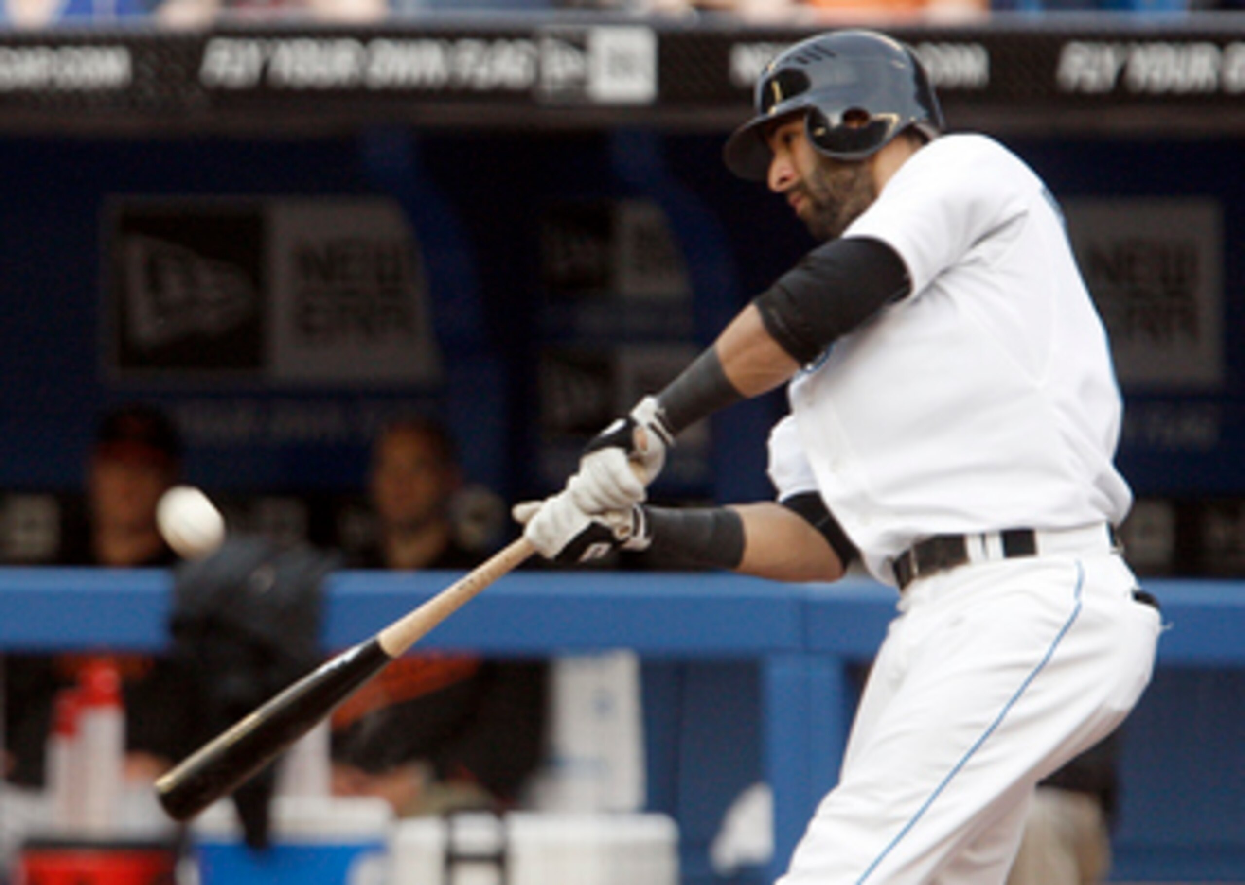 TORONTO, CANADA - JUNE 15: Jose Bautista #19 of the Toronto Blue Jays hits during MLB action against the Baltimore Orioles at The Rogers Centre June 15, 2011 in Toronto, Ontario, Canada. (Photo by Abelimages/Getty Images) TORONTO, CANADA - JUNE 15: Jose Bautista #19 of the Toronto Blue Jays hits during MLB action against the Baltimore Orioles at The Rogers Centre June 15, 2011 in Toronto, Ontario, Canada. (Photo by Abelimages/Getty Images)