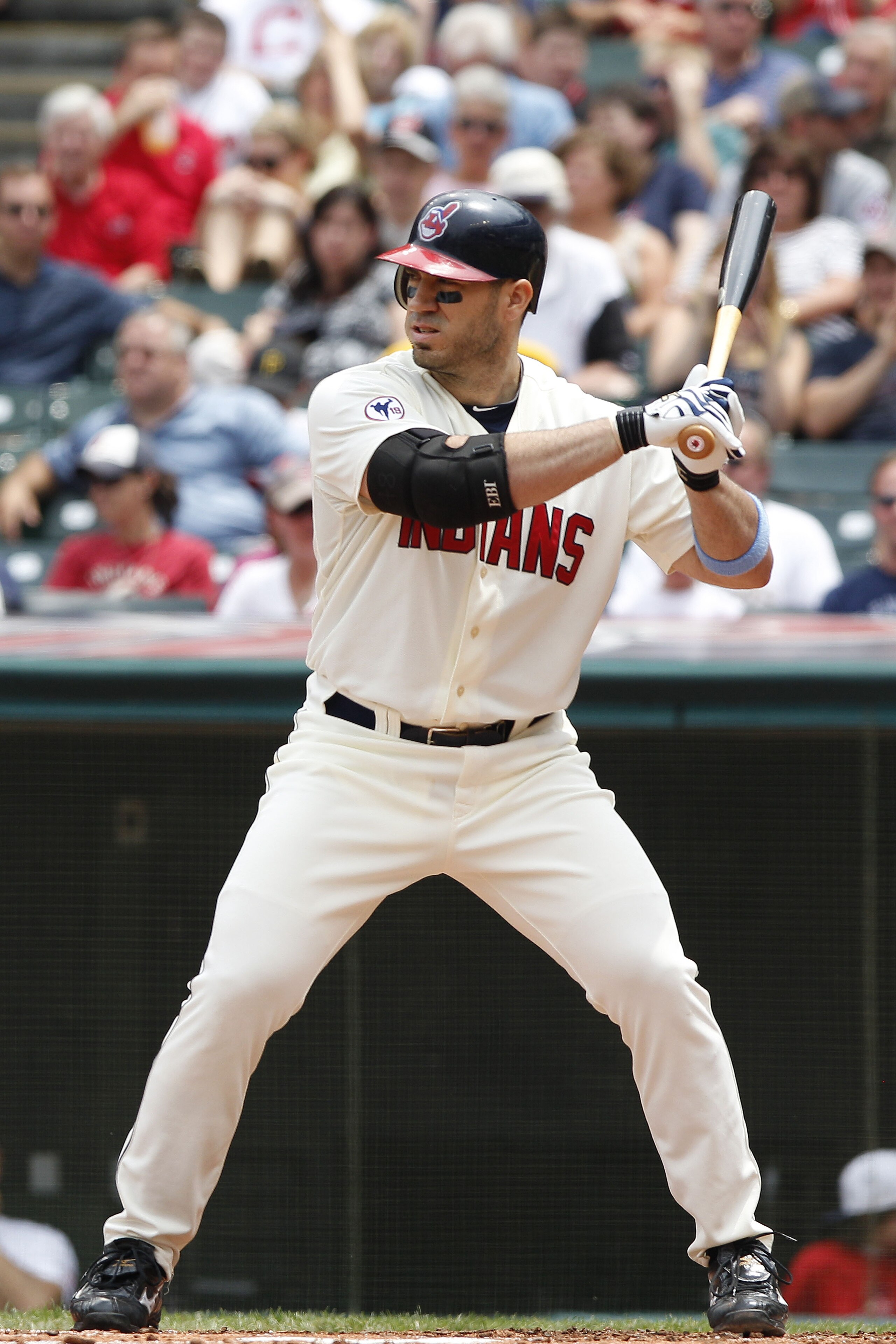 CLEVELAND, OH - JUNE 19:   Travis Hafner #48 of the Cleveland Indians bats against the Pittsburgh Pirates during their game on June 19, 2011 at Progressive Field in Cleveland, Ohio.  The Indians defeated the Pirates 5-2 in 11 innings.  (Photo by David Max