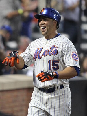 NEW YORK, NY - JUNE 18:  Carlos Beltran #15 of the New York Mets celebrates a two run home run with teamates in the fifth inning against the Los Angeles Angels of Anaheim during their game on June 18, 2011 at Citi Field in the Flushing neighborhood of the