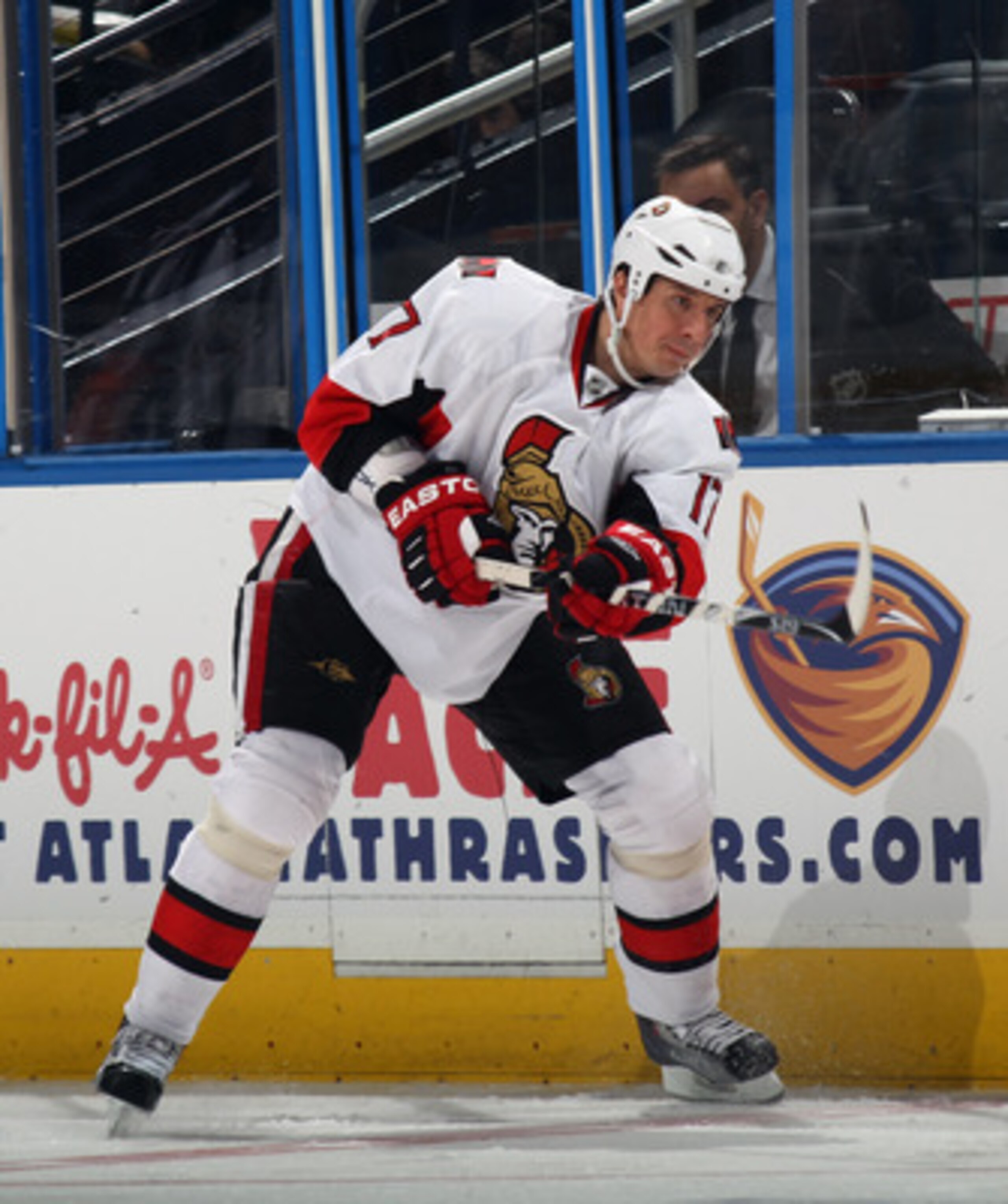 ATLANTA, GA - MARCH 27: Filip Kuba #17 of the Ottawa Senators skates against the Atlanta Thrashers at the Philips Arena on March 27, 2011 in Atlanta, Georgia. The Thrashers defeated the 5-4 in the shoot out.  (Photo by Bruce Bennett/Getty Images)