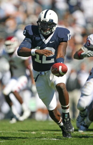 STATE COLLEGE, PA - SEPTEMBER 19: Quarterback Kevin Newsome #12 of the Penn State Nittany Lions hands-off during a game against the Temple Owls on September 19, 2009 at Beaver Stadium in State College, Pennsylvania. (Photo by Hunter Martin/Getty Images) STATE COLLEGE, PA - SEPTEMBER 19: Quarterback Kevin Newsome #12 of the Penn State Nittany Lions hands-off during a game against the Temple Owls on September 19, 2009 at Beaver Stadium in State College, Pennsylvania. (Photo by Hunter Martin/Getty Images)
