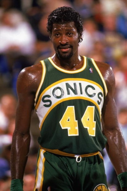 1988:  Michael Cage #44 of the Seattle Supersonics looks on during a game in the 1988-1989 NBA season. (Photo by Otto Greule Jr/Getty Images)    
