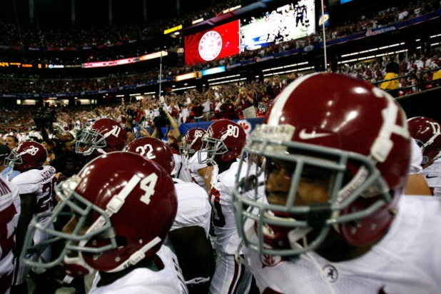 ATLANTA - SEPTEMBER 05:  The Alabama Crimson Tide enter the field to face the Virginia Tech Hokies during the Chick-fil-A Kickoff Game at Georgia Dome on September 5, 2009 in Atlanta, Georgia.  (Photo by Kevin C. Cox/Getty Images)