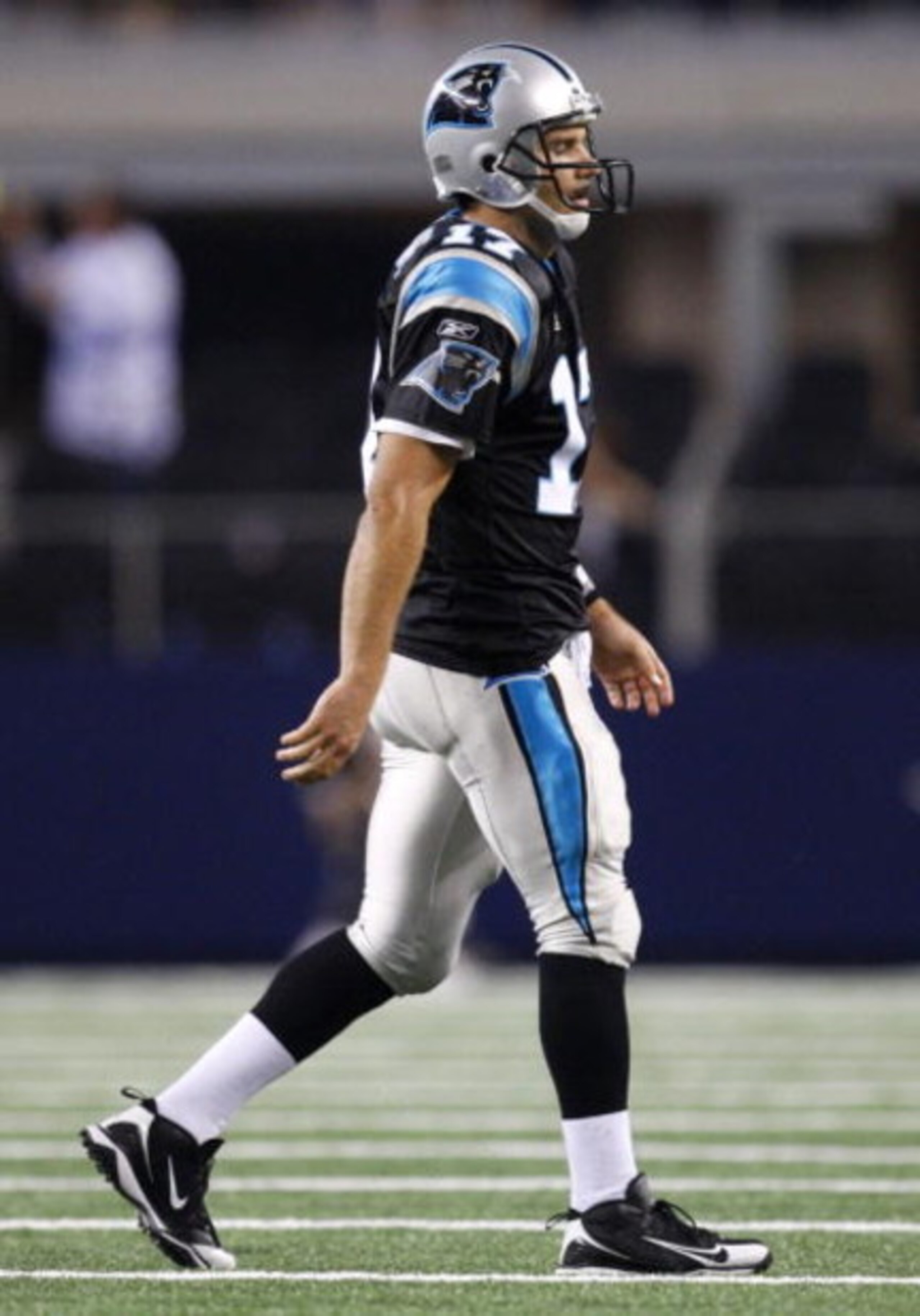 ARLINGTON, TX - SEPTEMBER 28: Jake Delhomme #17 of the Carolina Panthers walks off the field after a play against the Dallas Cowboys at Cowboys Stadium on September 28, 2009 in Arlington, Texas. (Photo by Ronald Martinez/Getty Images) ARLINGTON, TX - SEPTEMBER 28: Jake Delhomme #17 of the Carolina Panthers walks off the field after a play against the Dallas Cowboys at Cowboys Stadium on September 28, 2009 in Arlington, Texas. (Photo by Ronald Martinez/Getty Images)