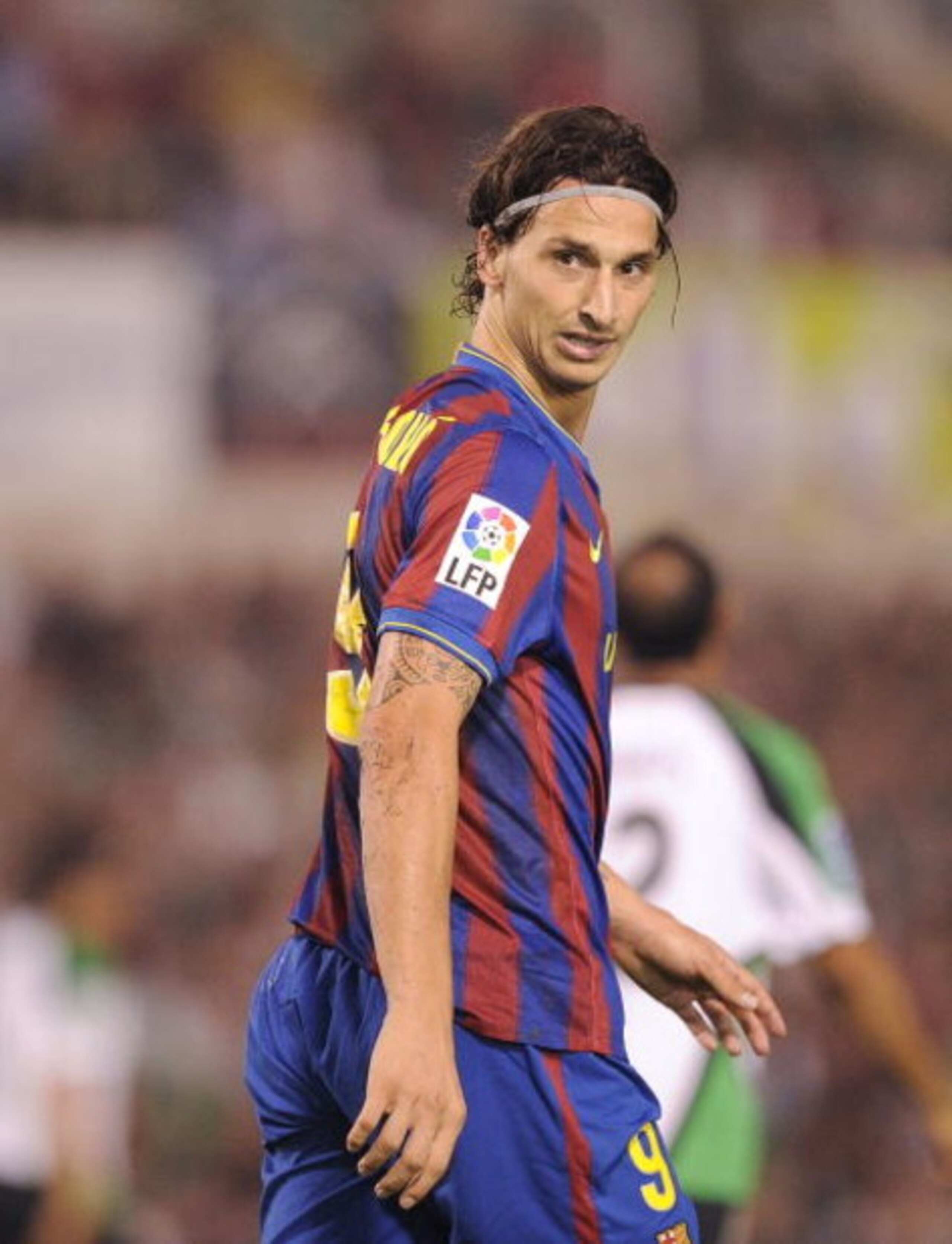SANTANDER, SPAIN - SEPTEMBER 22:  Zlatan Ibrahimovic of Barcelona is shown during the La Liga match between Racing Santander and Barcelona at El Sardinero stadium on September 22, 2009 in Santander, Spain.  (Photo by Denis Doyle/Getty Images)