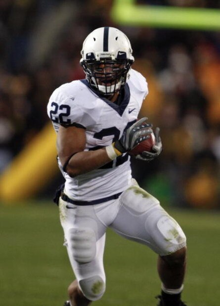IOWA CITY, IOWA - NOVEMBER 8: Penn State Nittany Lions runningback Evan Royster #22 rushes for yards against the Iowa Hawkeyes at Kinnick Stadium on November 8, 2008 in Iowa City, Iowa. Iowa defeated Penn State  24-23. (Photo by David Purdy/Getty Images)