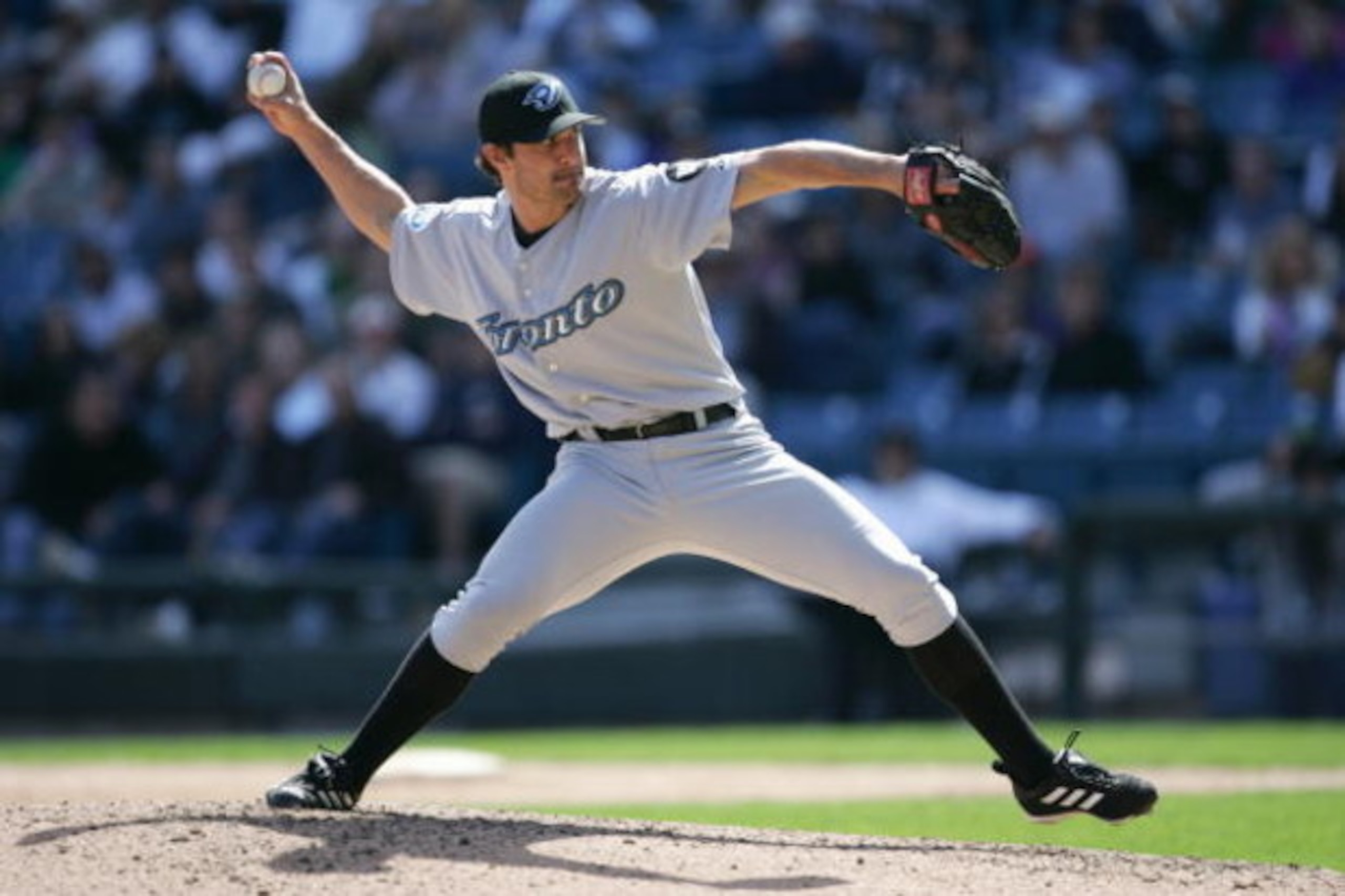 CHICAGO - APRIL 15: Pitcher Justin Speier #30 of the Toronto Blue Jays winds back to pitch during the game against the Chicago White Sox on April 15, 2006 at U.S. Cellular Field in Chicago, Illinois. The White Sox defeated the Blue Jays 4-2. (Photo by Jon