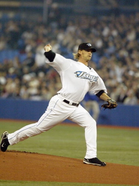 TORONTO - APRIL 9: A.J. Burnett #34 of the Toronto Blue Jays delivers the pitch against the Kansas City Royals during the MLB game on the opening day at the Rogers Centre April 9, 2007 in Toronto, Canada. (Photo By Dave Sandford/Getty Images)
