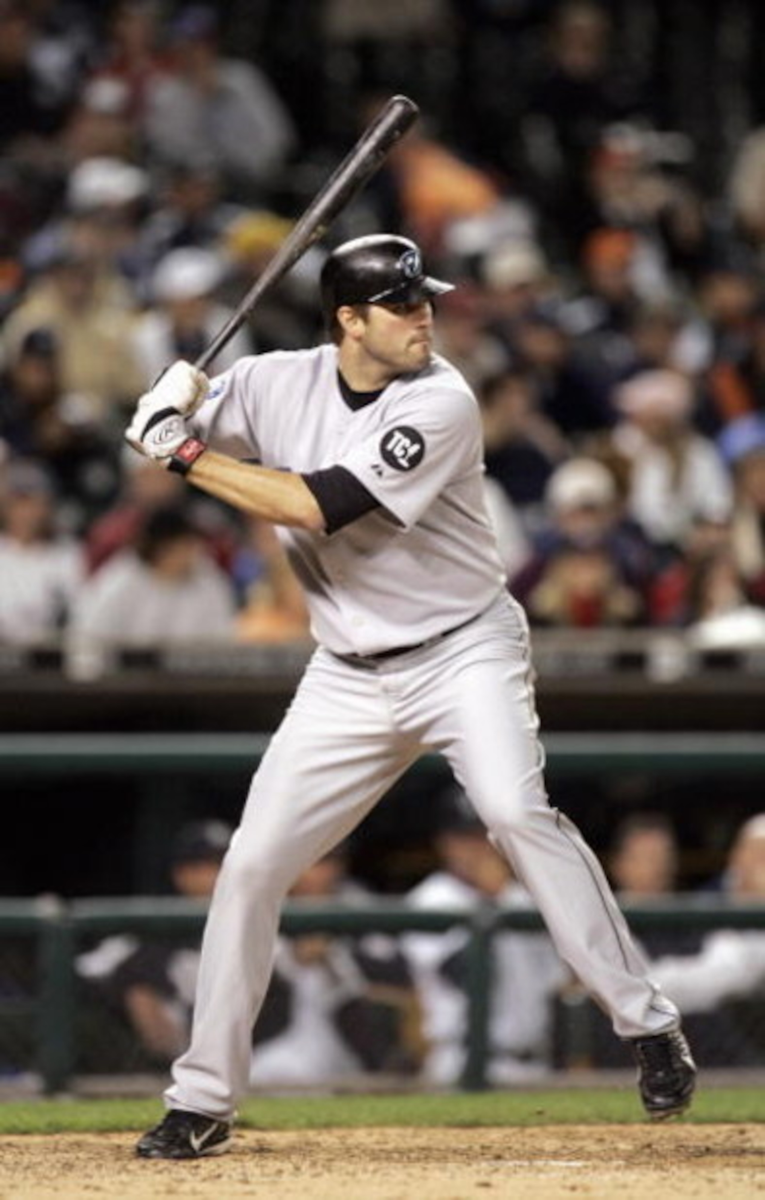 DETROIT - SEPTEMBER 27: Troy Glaus #25 of the Toronto Blue Jays swings at the pitch during the game against the Detroit Tigers on September 27, 2006 at Comerica Park in Detroit, Michigan. (Photo By Gregory Shamus/Getty Images)  