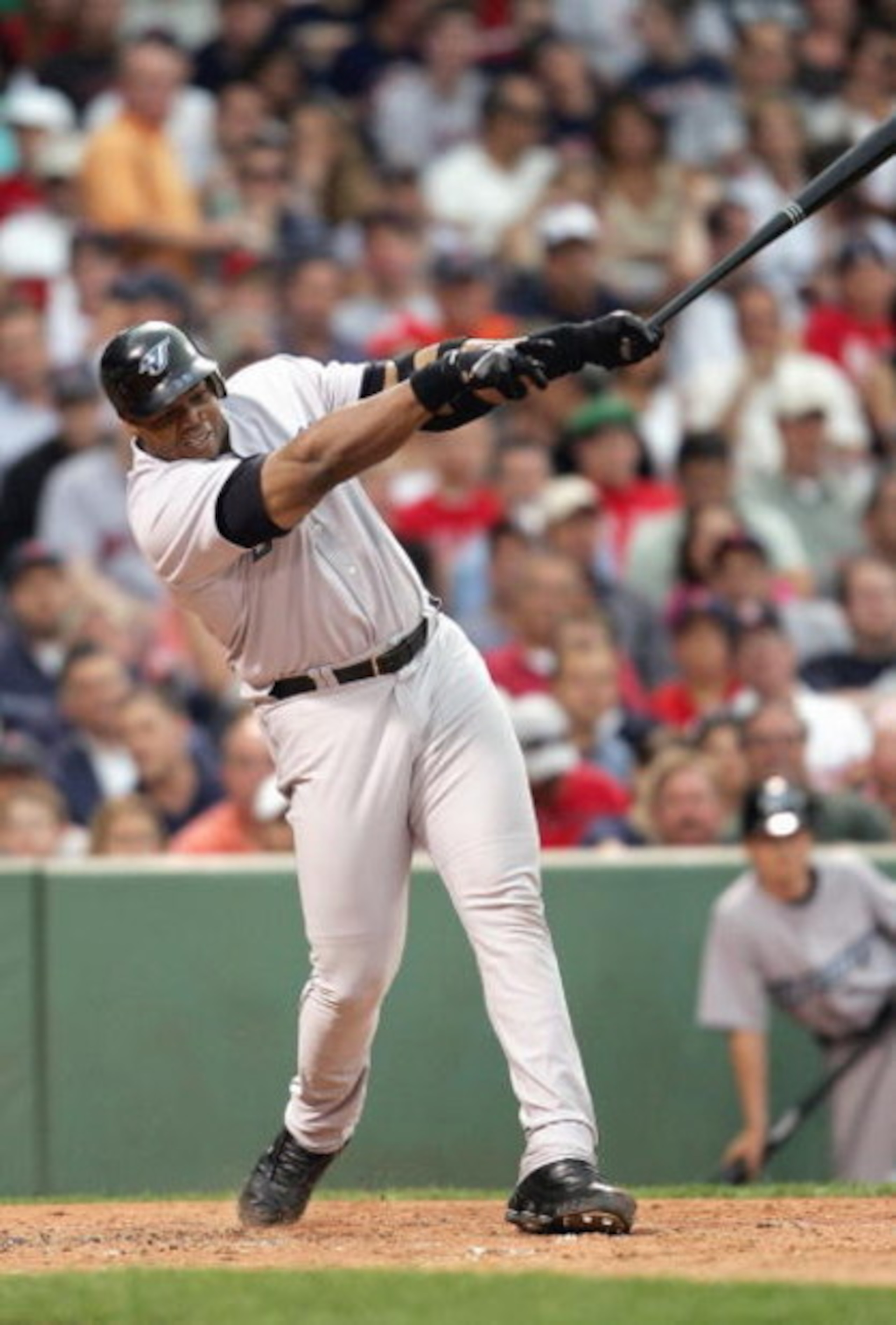 BOSTON - JULY 13: Frank Thomas #35of the Toronto Blue Jays swings at the pitch during the game against the Boston Red Sox on July 13, 2007 at Fenway Park in Boston, Massachusetts. (Photo by Elsa/Getty Images) 