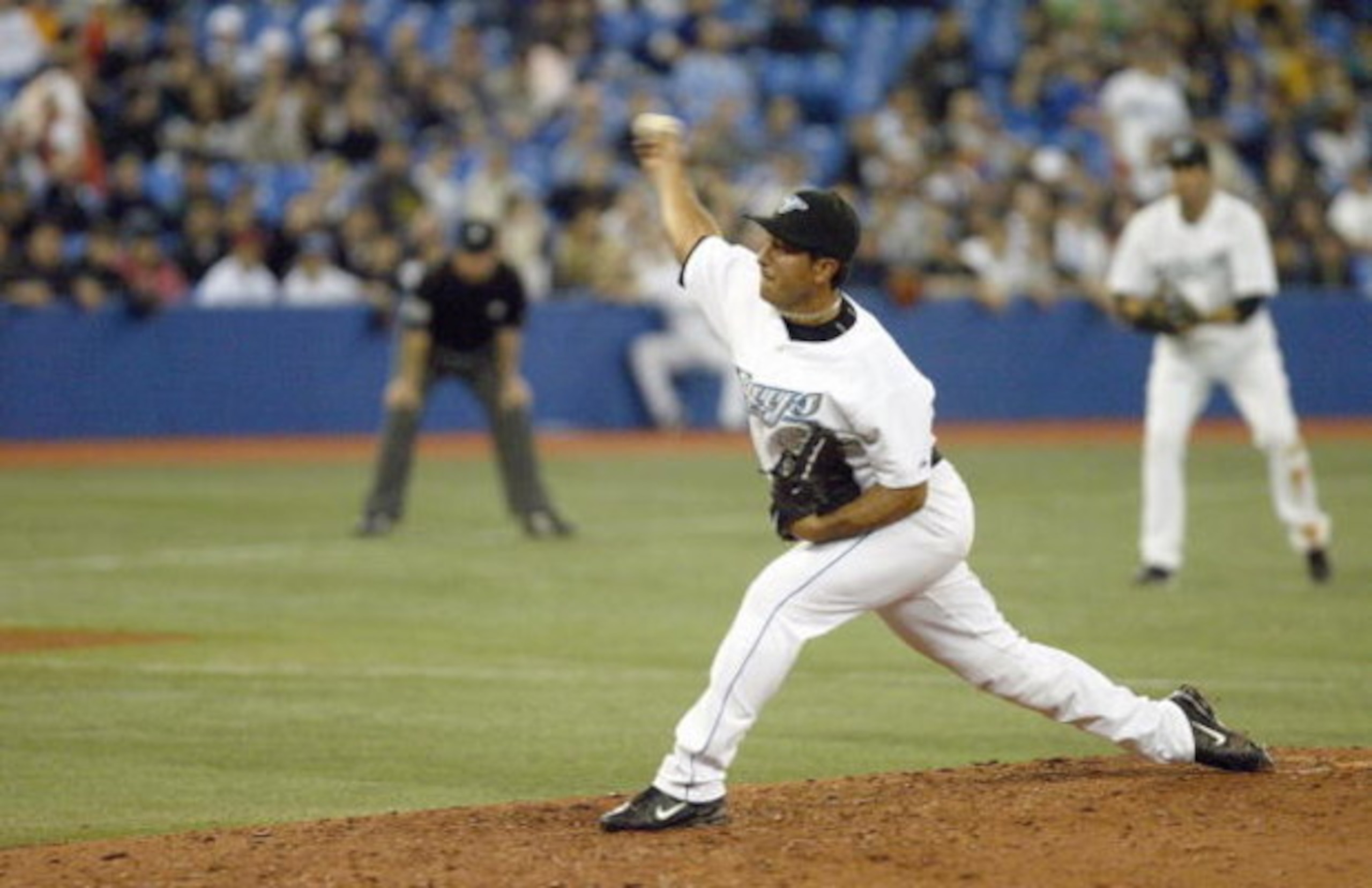 TORONTO - APRIL 9:  Victor Zambrano #31 of the Toronto Blue Jays delivers the pitch against the Kansas City Royals during opening day at the Rogers Centre on April 9, 2007 in Toronto, Canada. (Photo By Dave Sandford/Getty Images)