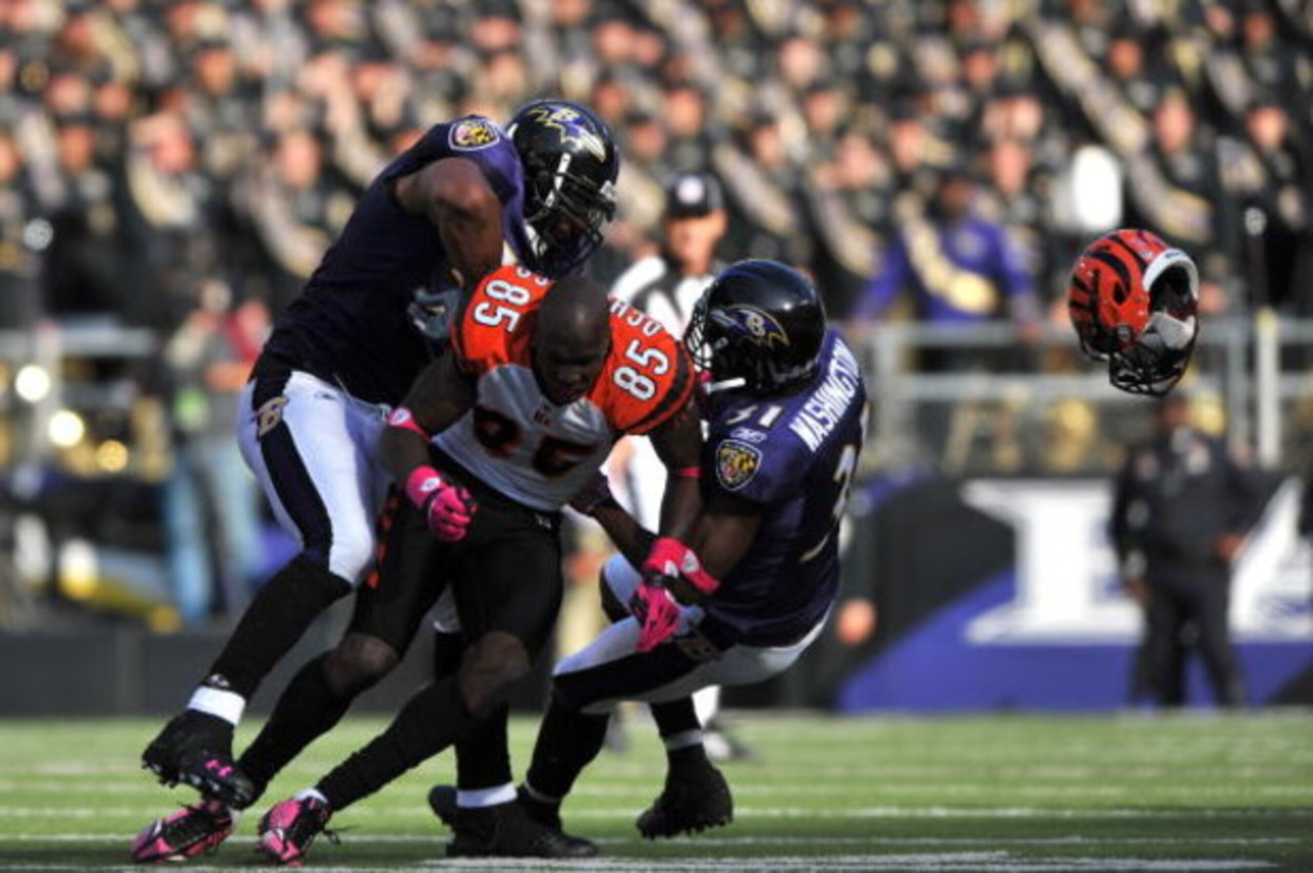FOXBORO, MA - OCTOBER 04: Ray Lewis #52 of the Baltimore Ravens argues a call in the fourth quarter against the New England Patriots on October 4, 2009 at Gillette Stadium in Foxboro, Massachusetts. The Patriots defeated the Ravens 27-21. (Photo by Elsa FOXBORO, MA - OCTOBER 04: Ray Lewis #52 of the Baltimore Ravens argues a call in the fourth quarter against the New England Patriots on October 4, 2009 at Gillette Stadium in Foxboro, Massachusetts. The Patriots defeated the Ravens 27-21. (Photo by Elsa