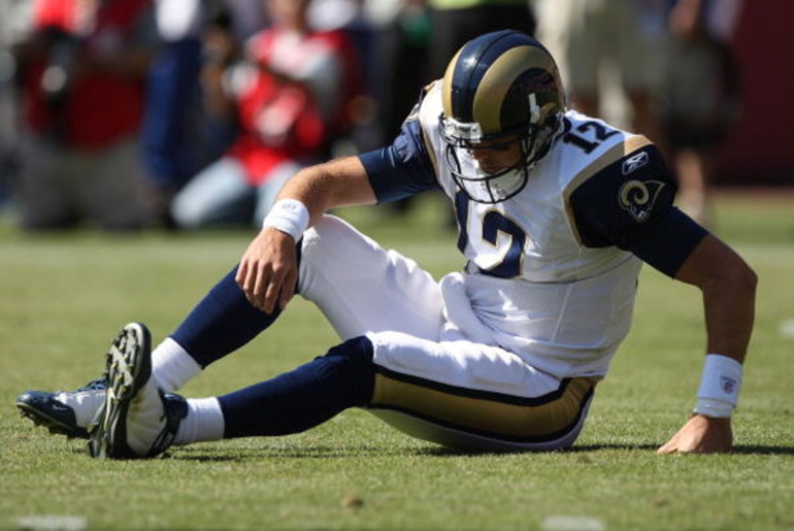 SAN FRANCISCO - OCTOBER 04: Kyle Boller #12 of the the St. Louis Rams sits on the ground against the San Francisco 49ers during an NFL game on October 4, 2009 at Candlestick Park in San Francisco, California. (Photo by Jed Jacobsohn/Getty Images) SAN FRANCISCO - OCTOBER 04: Kyle Boller #12 of the the St. Louis Rams sits on the ground against the San Francisco 49ers during an NFL game on October 4, 2009 at Candlestick Park in San Francisco, California. (Photo by Jed Jacobsohn/Getty Images)