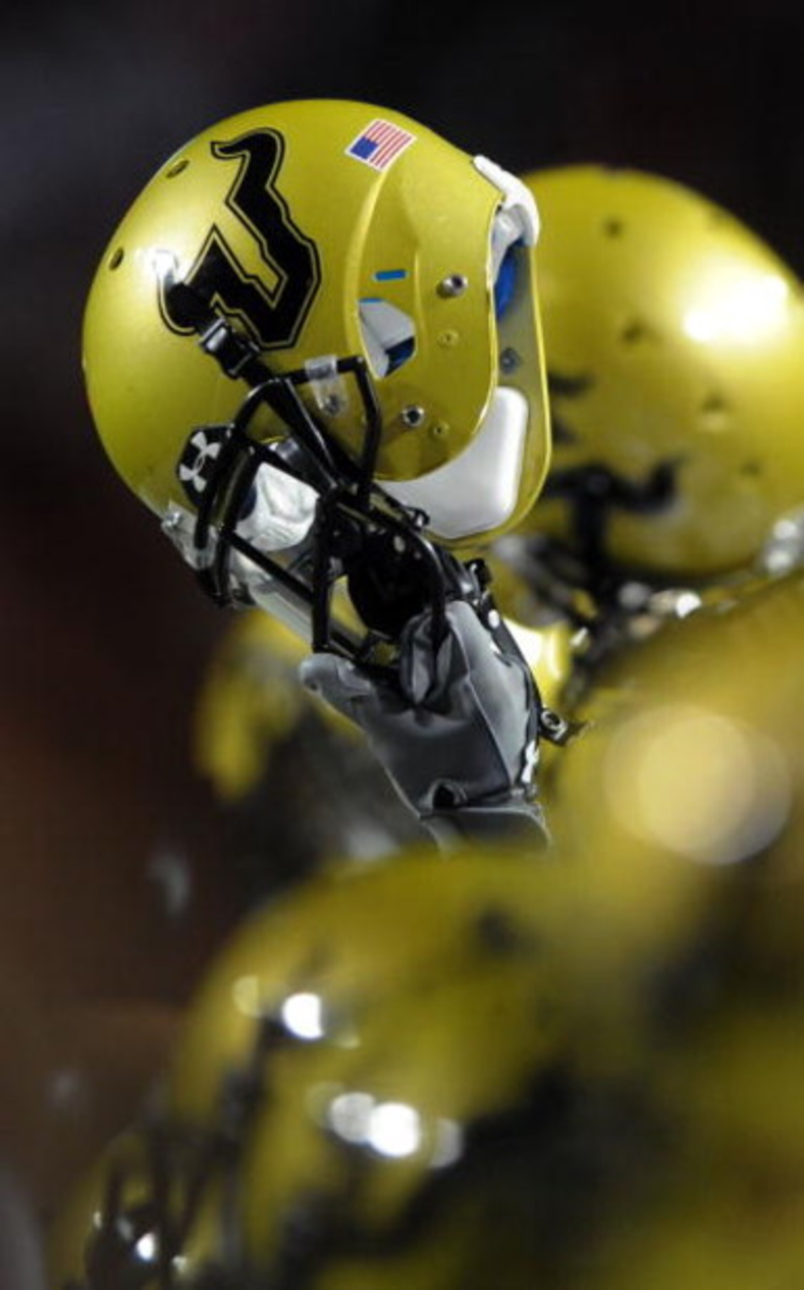 RALEIGH, NC - SEPTEMBER 27: Players from the South Florida Bulls hold their helmets into the air at the start of the college football game against North Carolina State Wolfpack at Carter-Finley Stadium on September 27, 2008 in Raleigh, North Carolina. So RALEIGH, NC - SEPTEMBER 27: Players from the South Florida Bulls hold their helmets into the air at the start of the college football game against North Carolina State Wolfpack at Carter-Finley Stadium on September 27, 2008 in Raleigh, North Carolina. So