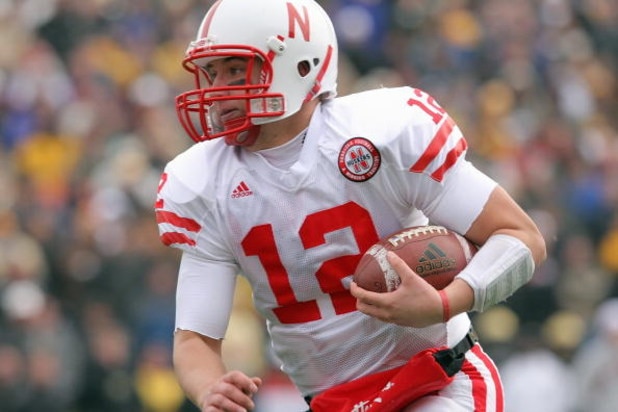 BOULDER, CO - NOVEMBER 23: Joe Ganz #12 of the Nebraska Cornhuskers carries the ball against the Colorado Buffaloes during Big 12 College Football action at Folsom Field on November 23, 2007 in Boulder, Colorado. Colorado defeated Nebraska 65-51. (Photo b