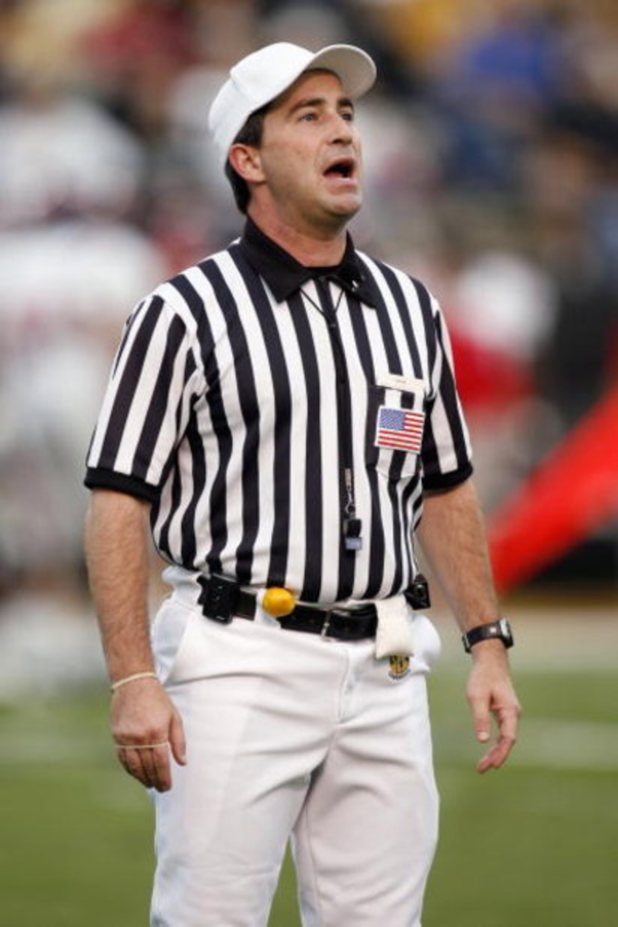NASHVILLE, TN - SEPTEMBER 15:  Referee Marc Curles speaks during the game between the Ole Miss Rebels and the Vanderbilt Commodores on September 15, 2007 at Vanderbilt Stadium in Nashville, Tennessee.  (Photo by Chris Graythen/Getty Images)