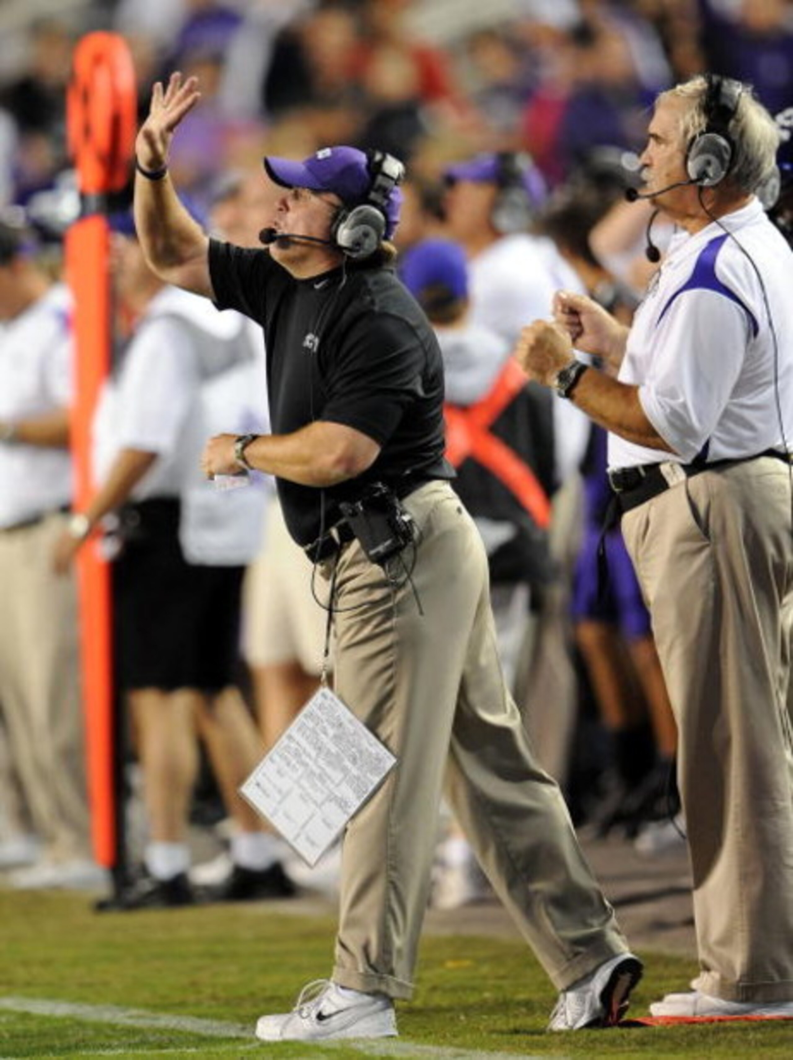 FORT WORTH, TX - OCTOBER 16:  Head coach Gary Patterson of the TCU Horned Frogs during play against the BYU Cougars at Amon G. Carter Stadium on October 16, 2008 in Fort Worth, Texas.  (Photo by Ronald Martinez/Getty Images)
