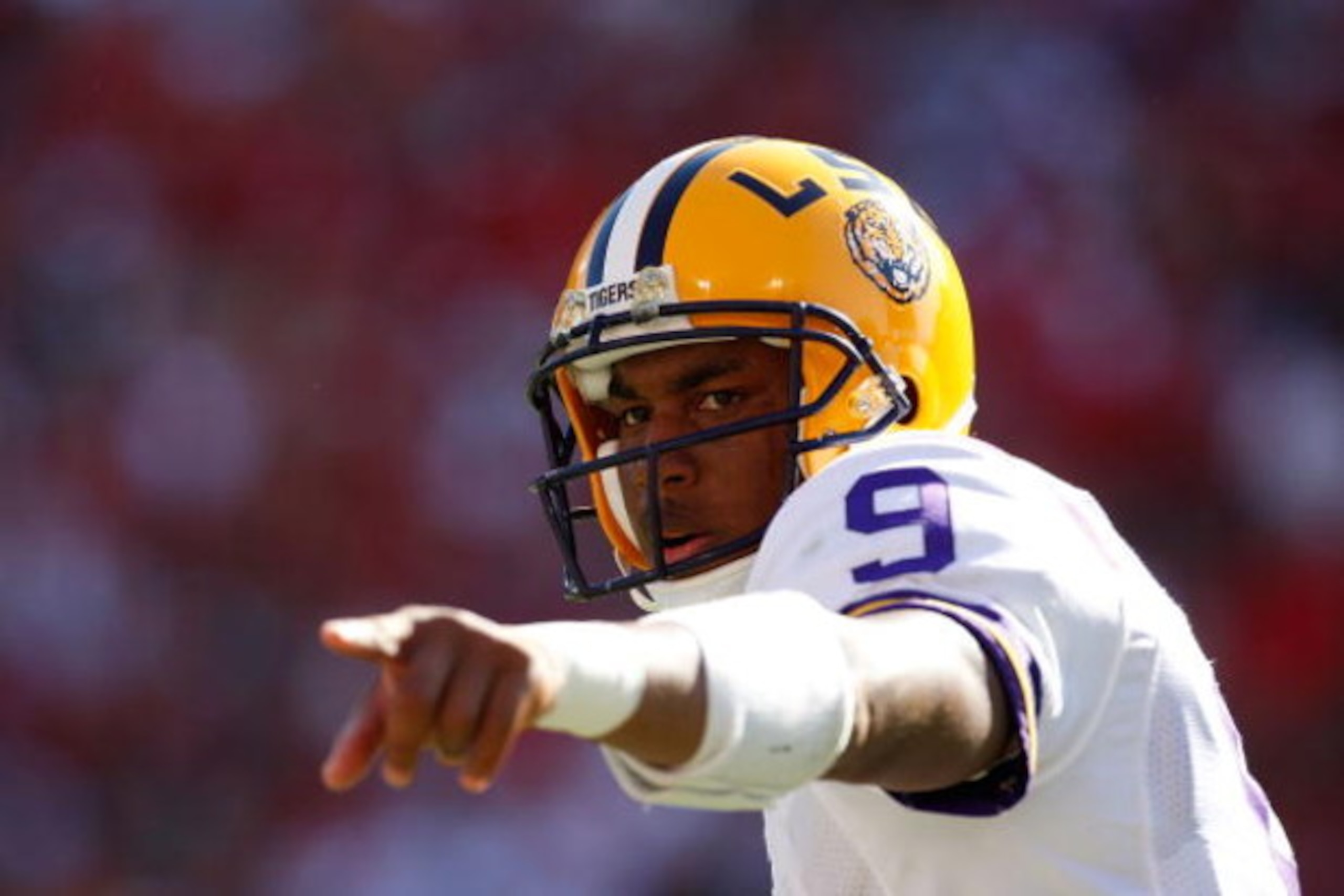 ATHENS, GA - OCTOBER 03: Quarterback Jordan Jefferson #9 of the Louisiana State University Tigers runs the offense against the Georgia Bulldogs at Sanford Stadium on October 3, 2009 in Athens, Georgia. (Photo by Kevin C. Cox/Getty Images) ATHENS, GA - OCTOBER 03: Quarterback Jordan Jefferson #9 of the Louisiana State University Tigers runs the offense against the Georgia Bulldogs at Sanford Stadium on October 3, 2009 in Athens, Georgia. (Photo by Kevin C. Cox/Getty Images)