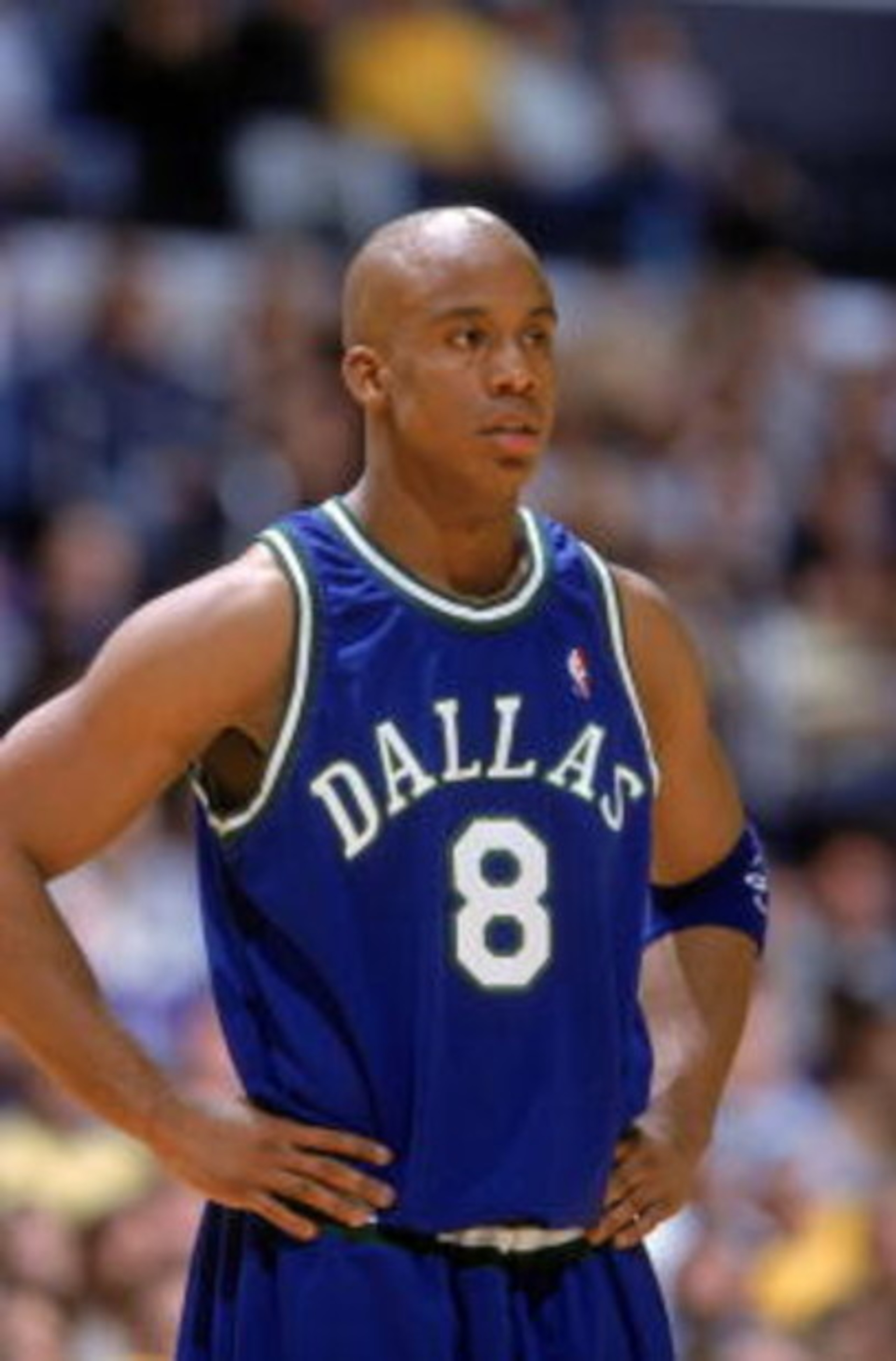 3 Dec 2000:  Courtney Alexander #8 of the Dallas Mavericks looks on the court during the game against the Los Angeles Lakers at the STAPLES Center in Los Angeles, California.  The Lakers defeated the Mavericks 99-97.  NOTE TO USER: It is expressly underst