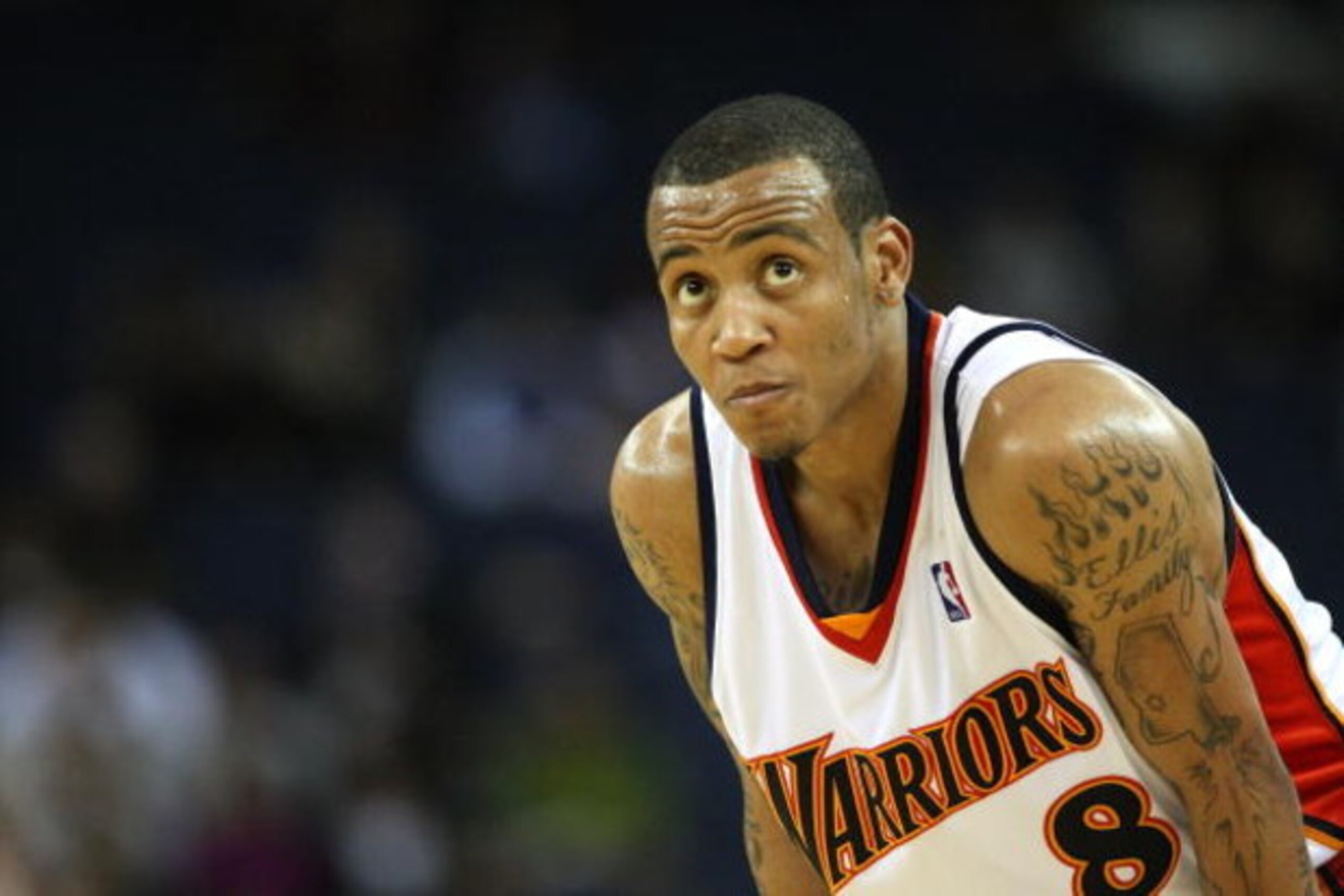 OAKLAND, CA - MARCH 30: Monta Ellis #8 of the Golden State Warriors looks on against the Memphis Grizzlies during an NBA game on March 30, 2009 at Oracle Arena in Oakland, California. NOTE TO USER: User expressly acknowledges and agrees that, by download OAKLAND, CA - MARCH 30: Monta Ellis #8 of the Golden State Warriors looks on against the Memphis Grizzlies during an NBA game on March 30, 2009 at Oracle Arena in Oakland, California. NOTE TO USER: User expressly acknowledges and agrees that, by download