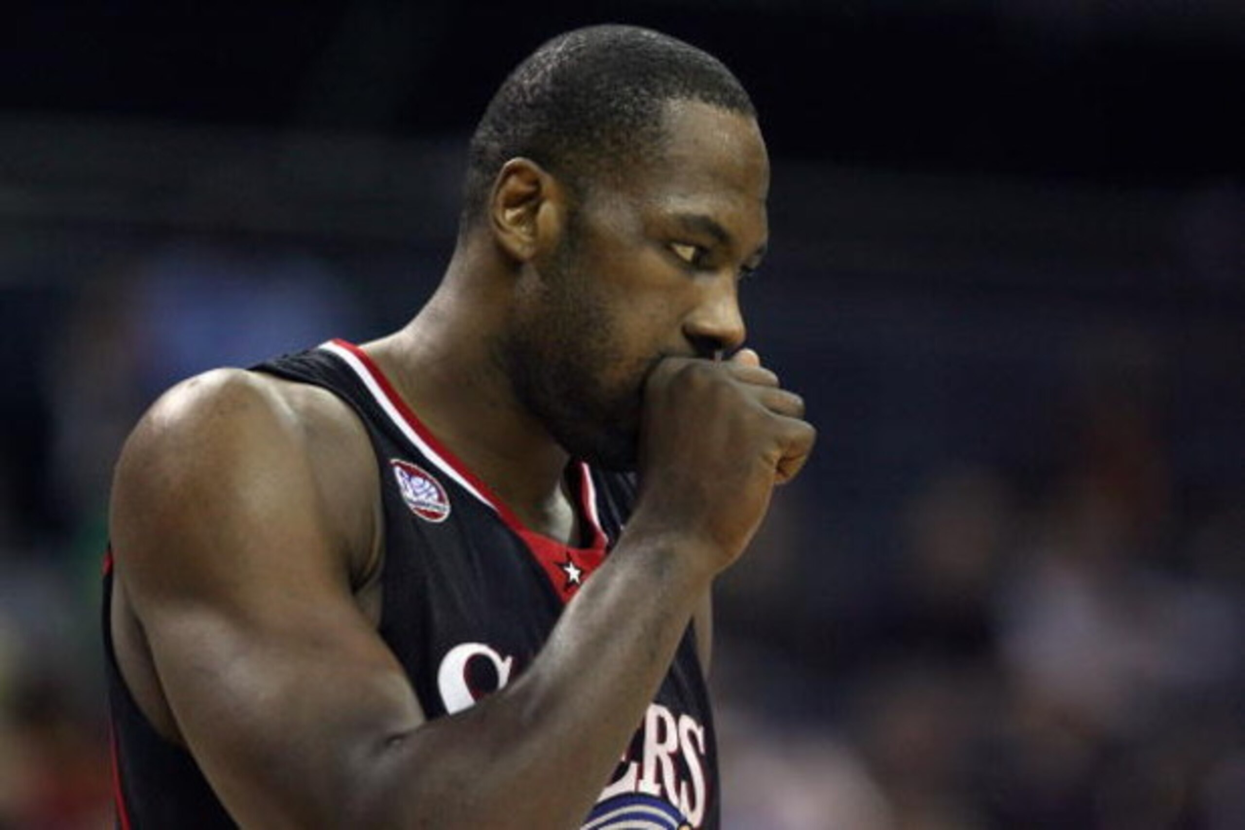 CHARLOTTE, NC - NOVEMBER 24:  Elton Brand #42 of the Philadelphia 76ers stands on the court during the game against the Charlotte Bobcats on November 24, 2008 at Charlotte Bobcats Arena in Charlotte, North Carolina.  The Bobcats won 93-84.  NOTE TO USER: 