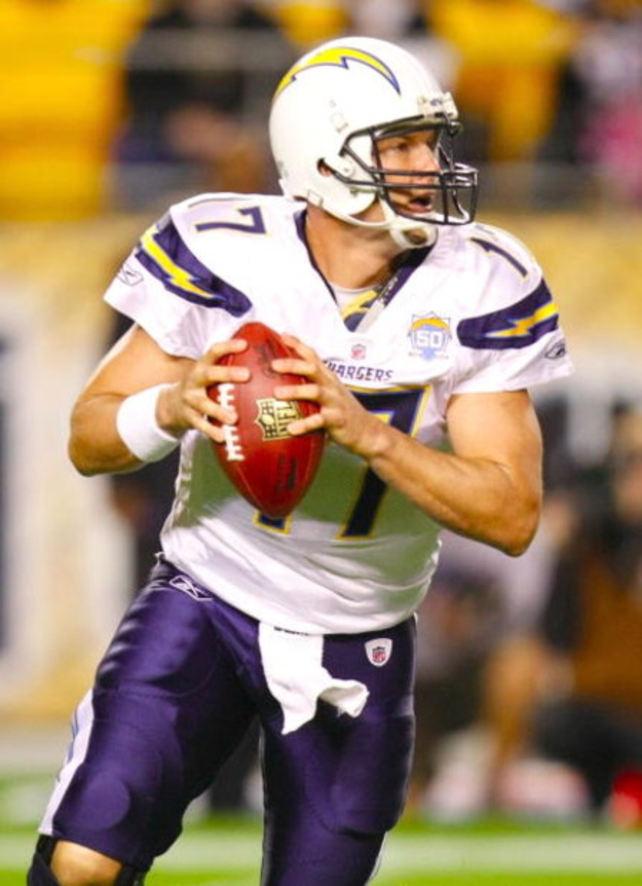 PITTSBURGH - OCTOBER 4: Quarterback Philip Rivers #17 of the San Diego Chargers looks to throw the ball in the first quarter against the Pittsburgh Steelers at Heinz Field on October 4, 2009 in Pittsburgh, Pennsylvania. (Photo by Gregory Shamus/Getty Ima PITTSBURGH - OCTOBER 4: Quarterback Philip Rivers #17 of the San Diego Chargers looks to throw the ball in the first quarter against the Pittsburgh Steelers at Heinz Field on October 4, 2009 in Pittsburgh, Pennsylvania. (Photo by Gregory Shamus/Getty Ima