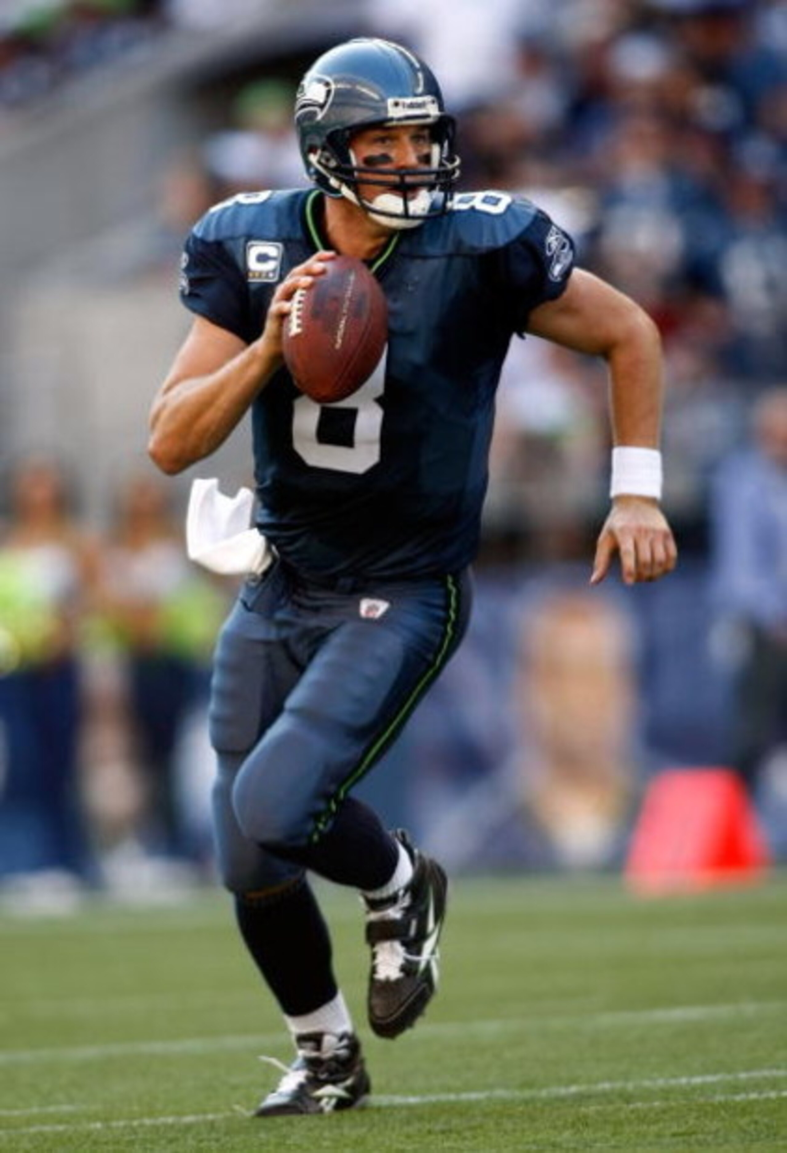 SEATTLE - SEPTEMBER 13: Quarterback Matt Hasselbeck #8 of the Seattle Seahawks with the ball against the St. Louis Rams at Qwest Field on September 13, 2009 in Seattle, Washington. (Photo by Jonathan Ferrey/Getty Images) SEATTLE - SEPTEMBER 13: Quarterback Matt Hasselbeck #8 of the Seattle Seahawks with the ball against the St. Louis Rams at Qwest Field on September 13, 2009 in Seattle, Washington. (Photo by Jonathan Ferrey/Getty Images)
