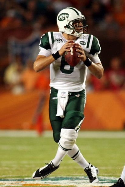 MIAMI - OCTOBER 12:  Quarterback Mark Sanchez #6  of the New York Jets scrambles against the Miami Dolphins at Land Shark Stadium on October 12, 2009 in Miami, Florida.  (Photo by Marc Serota/Getty Images)