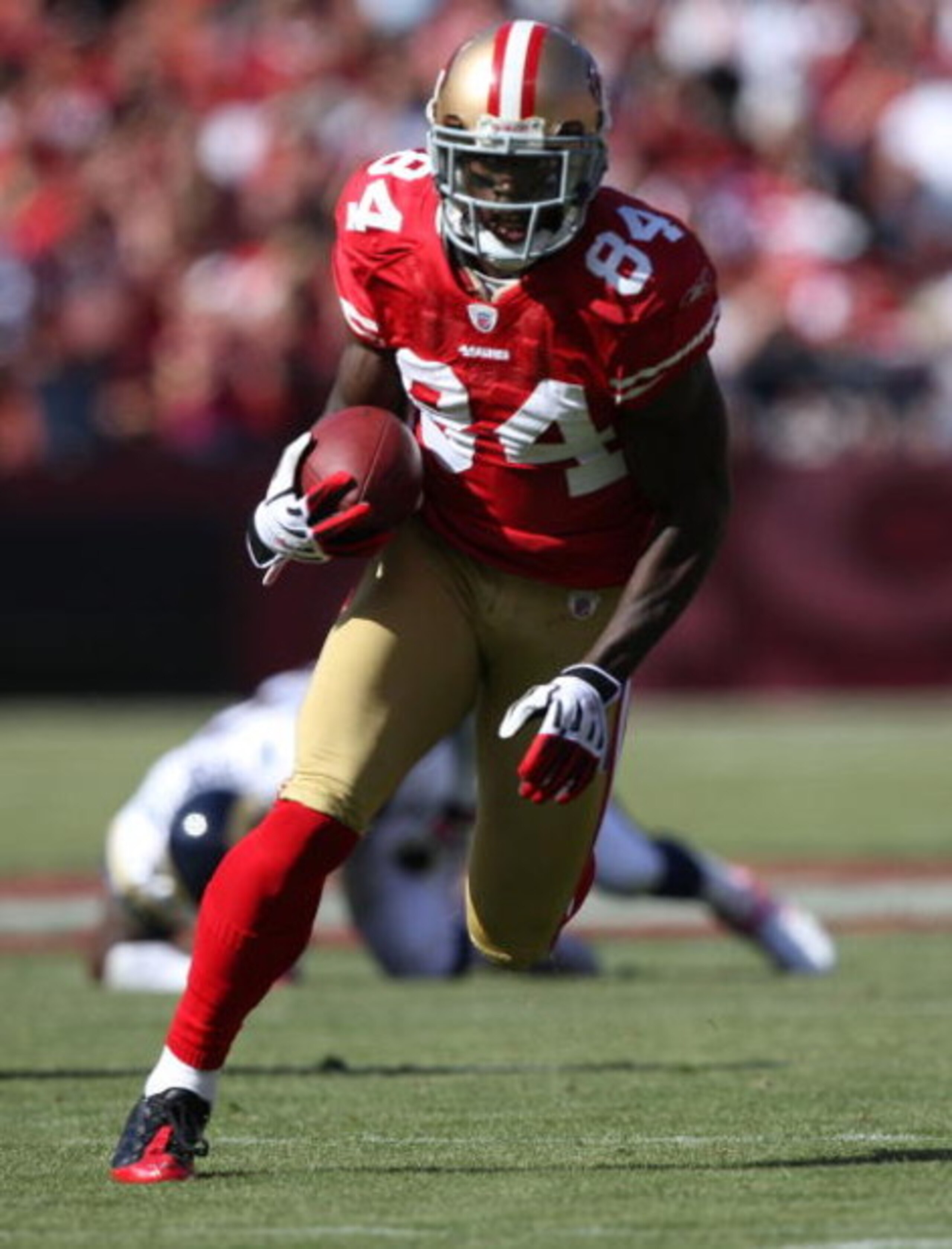 SAN FRANCISCO - OCTOBER 04: Josh Morgan #84 of the San Francisco 49ers in action against the St. Louis Rams during an NFL game on October 4, 2009 at Candlestick Park in San Francisco, California. (Photo by Jed Jacobsohn/Getty Images) SAN FRANCISCO - OCTOBER 04: Josh Morgan #84 of the San Francisco 49ers in action against the St. Louis Rams during an NFL game on October 4, 2009 at Candlestick Park in San Francisco, California. (Photo by Jed Jacobsohn/Getty Images)