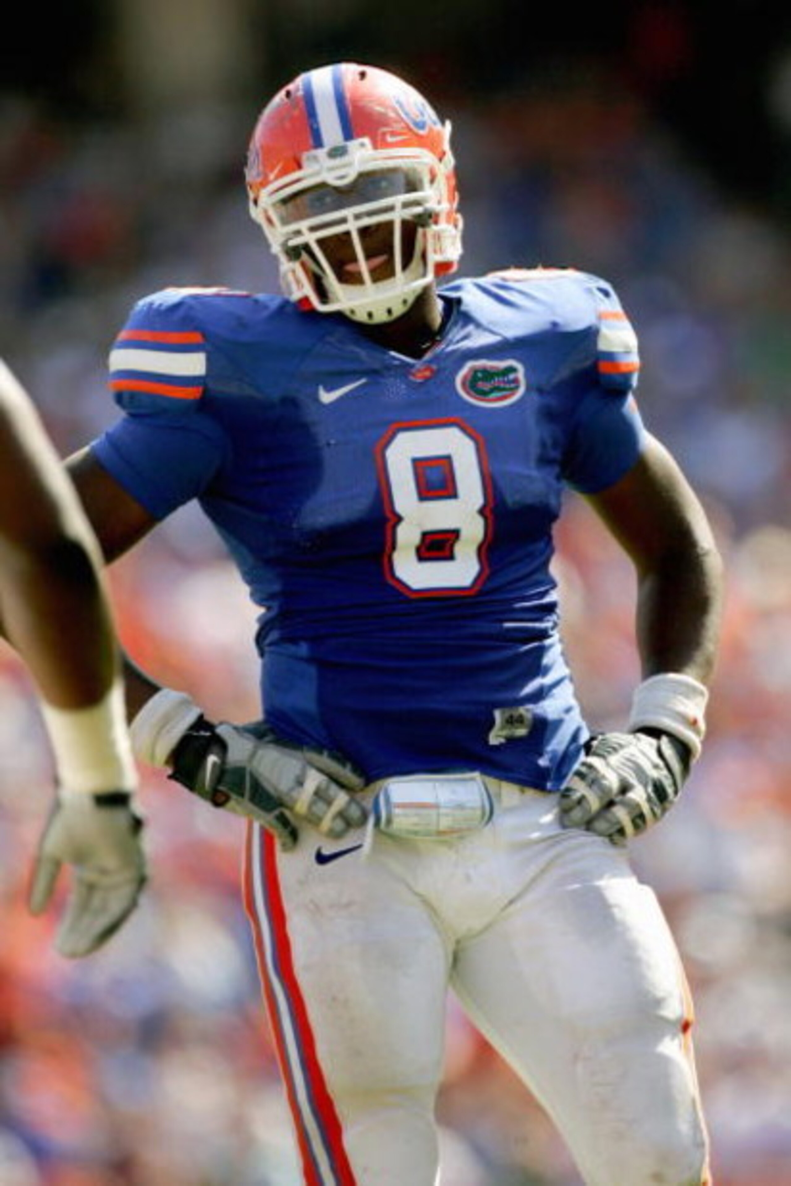 GAINESVILLE, FL - SEPTEMBER 27:  Carlos Dunlap #8 of the Florida Gators stands on the field during the game against the Mississippi Rebels at Ben Hill Griffin Stadium on September 27, 2008 in Gainesville, Florida.  (Photo by Sam Greenwood/Getty Images)