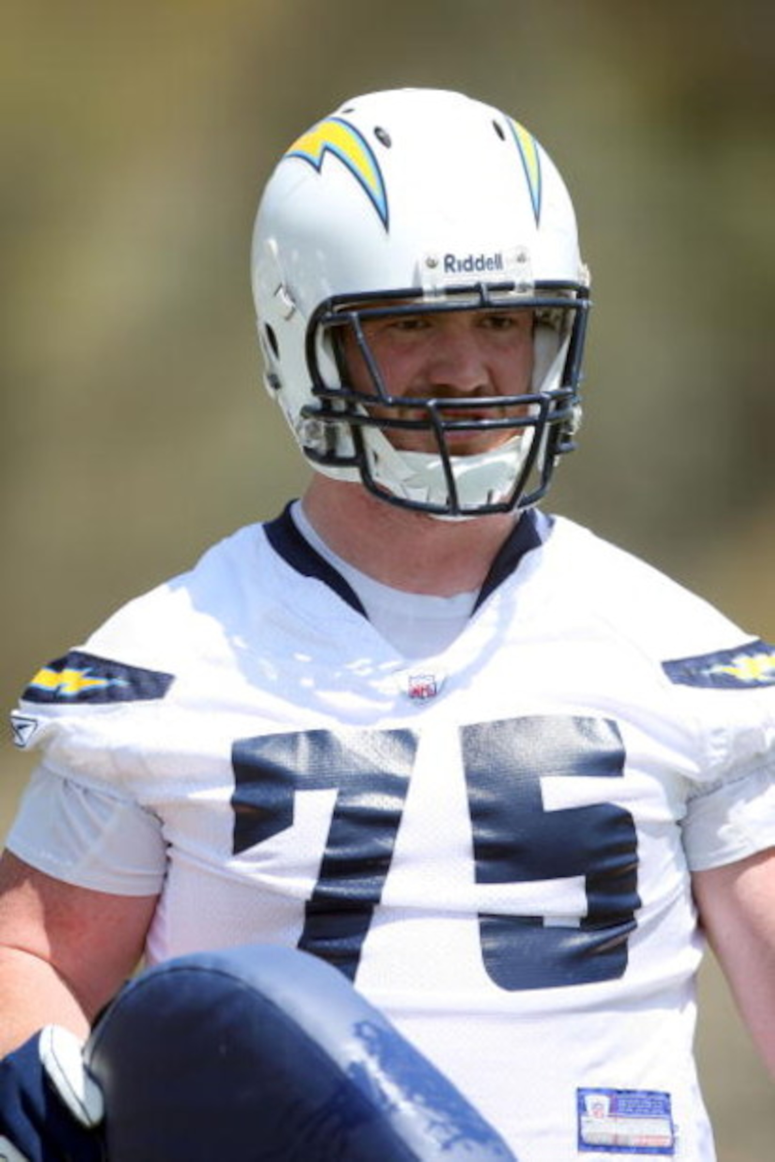 SAN DIEGO - MAY 03: Rookie tackle Corey Clark #75 of the San Diego Chargers looks on during the Chargers Mini-Camp on May 3, 2008 at the Chargers Practice Facility in San Diego, California. (Photo by Donald Miralle/Getty Images)