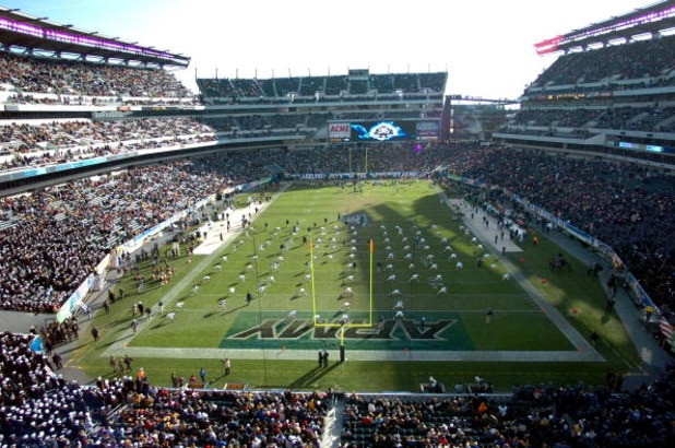 PHILADELPHIA - DECEMBER 3:  In this handout provided by the U.S. Navy, the U.S. Naval Academy Midshipmen stretch prior to the start of the 106th Army vs.Navy football game on December 3, 2005 held for the third consecutive year at Lincoln Financial Field 