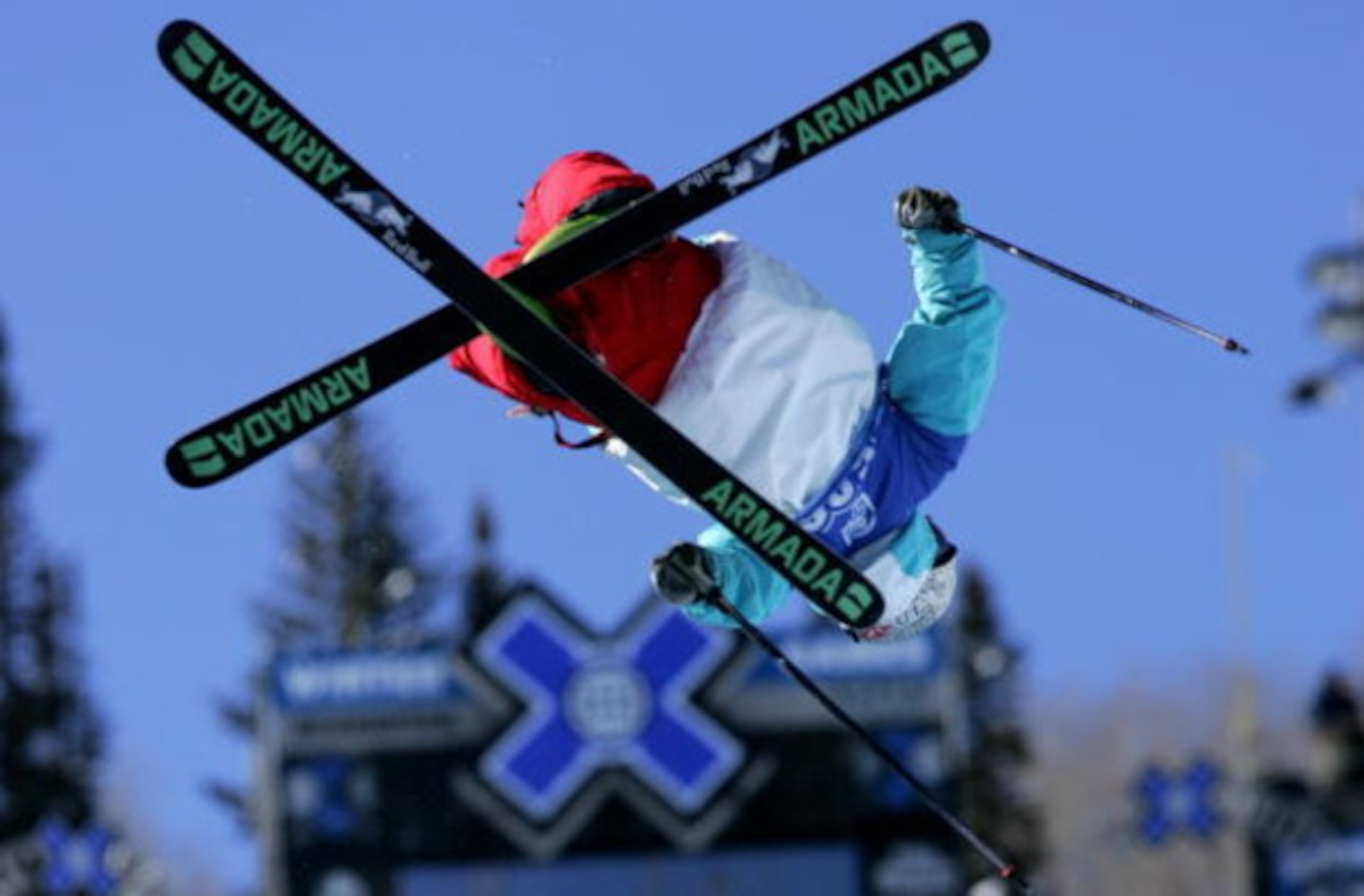 ASPEN, CO - JANUARY 25:  Tanner Hall of Kalispell, Montana competes in the Skiing Superpipe Men's Elimination at the ESPN Winter X Games 11 on January 25, 2007 in Aspen, Colorado.  (Photo by Doug Pensinger/Getty Images)