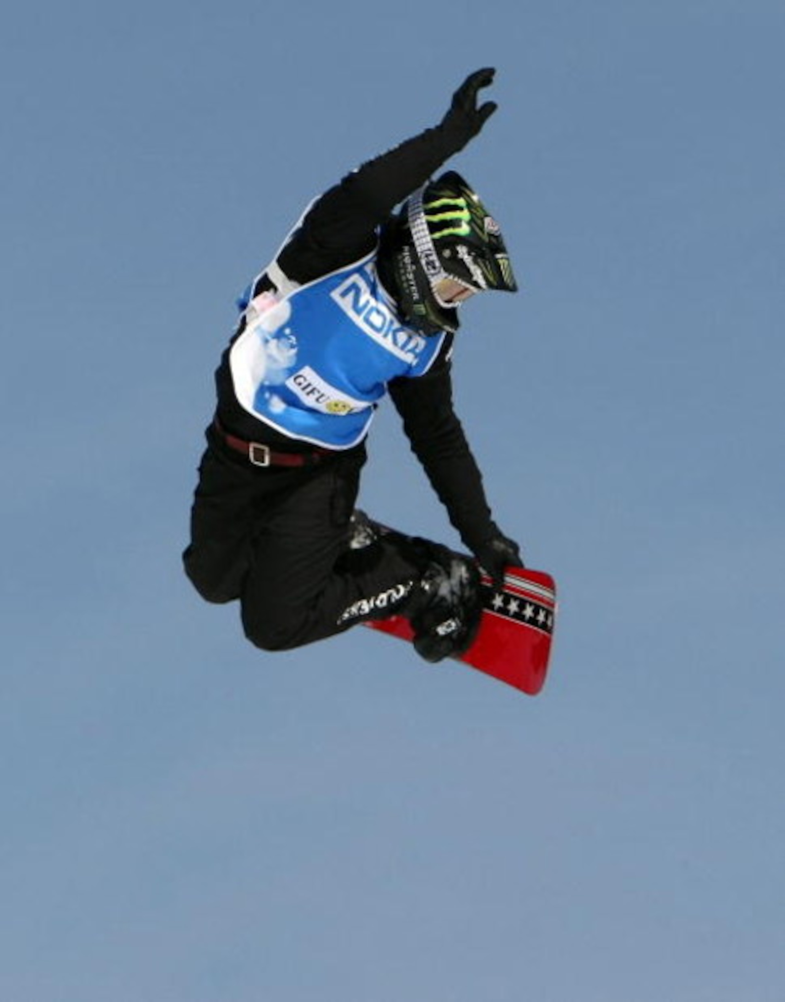 GUJO, JAPAN - FEBRUARY 22:  Shaun Palmer of the USA flys through the air in the Snowboardcross small final of Snowboard FIS World Cup 2008 Gifu/Gujo on February 22, 2008 in Gujo, Gifu, Japan.  (Photo by Koichi Kamoshida/Getty Images)