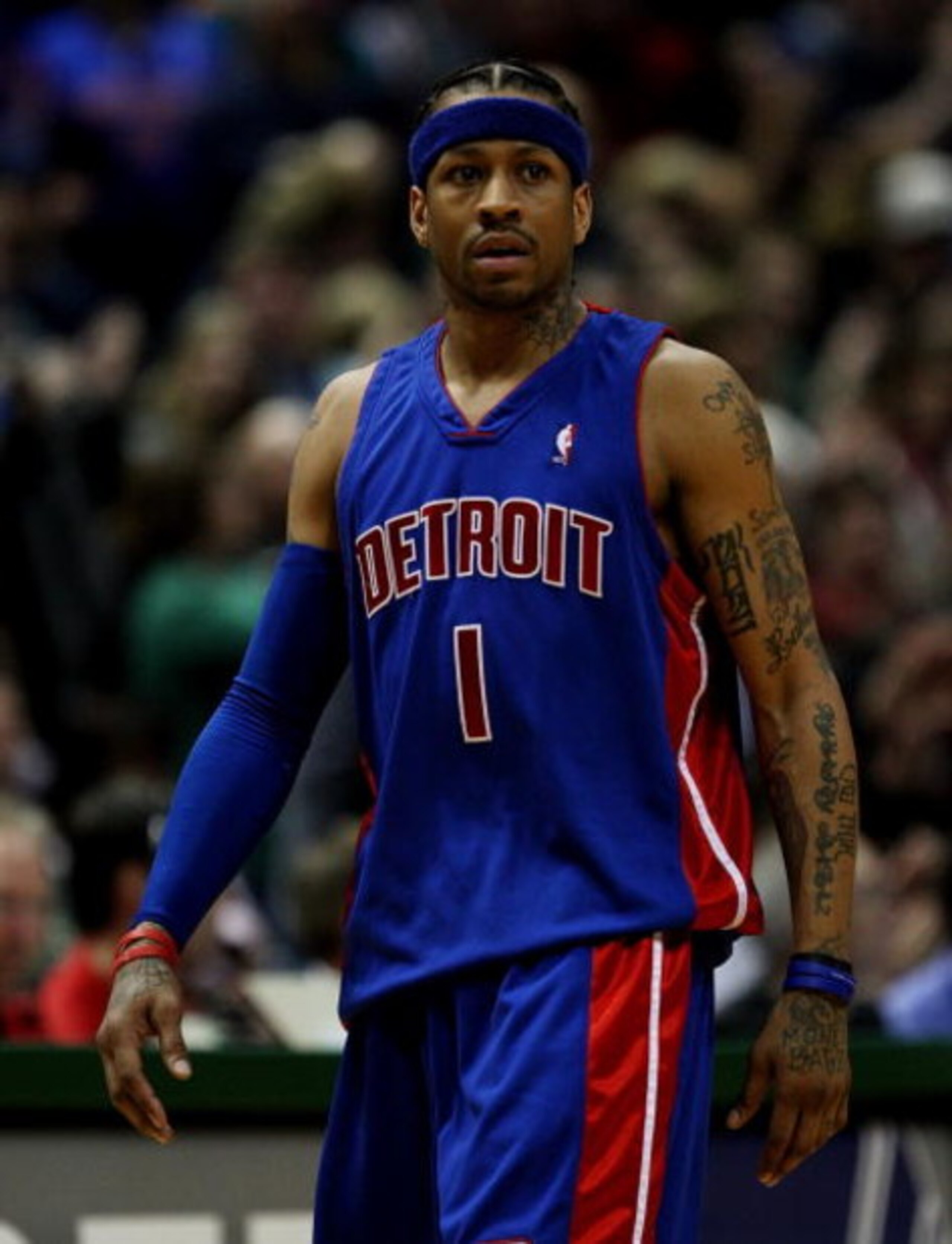 MILWAUKEE - FEBRUARY 07: Allen Iverson #1 of the Detroit Pistons walks back to the bench during a game against the Milwaukee Bucks on February 7, 2009 at the Bradley Center in Milwaukee, Wisconsin. The Pistons defeated the Bucks 126-121 in overtime. NOTE 