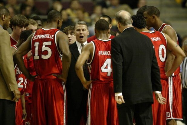 AUBURN HILLS, MI - MARCH 19: Head coach Jim Les of the Bradley Braves instructs his team during a break in the Second Round of the 2006 NCAA Men's Basketball Tournament against the Pittsburgh Panthers at The Palace of Auburn Hills on March 19, 2006 in Aub