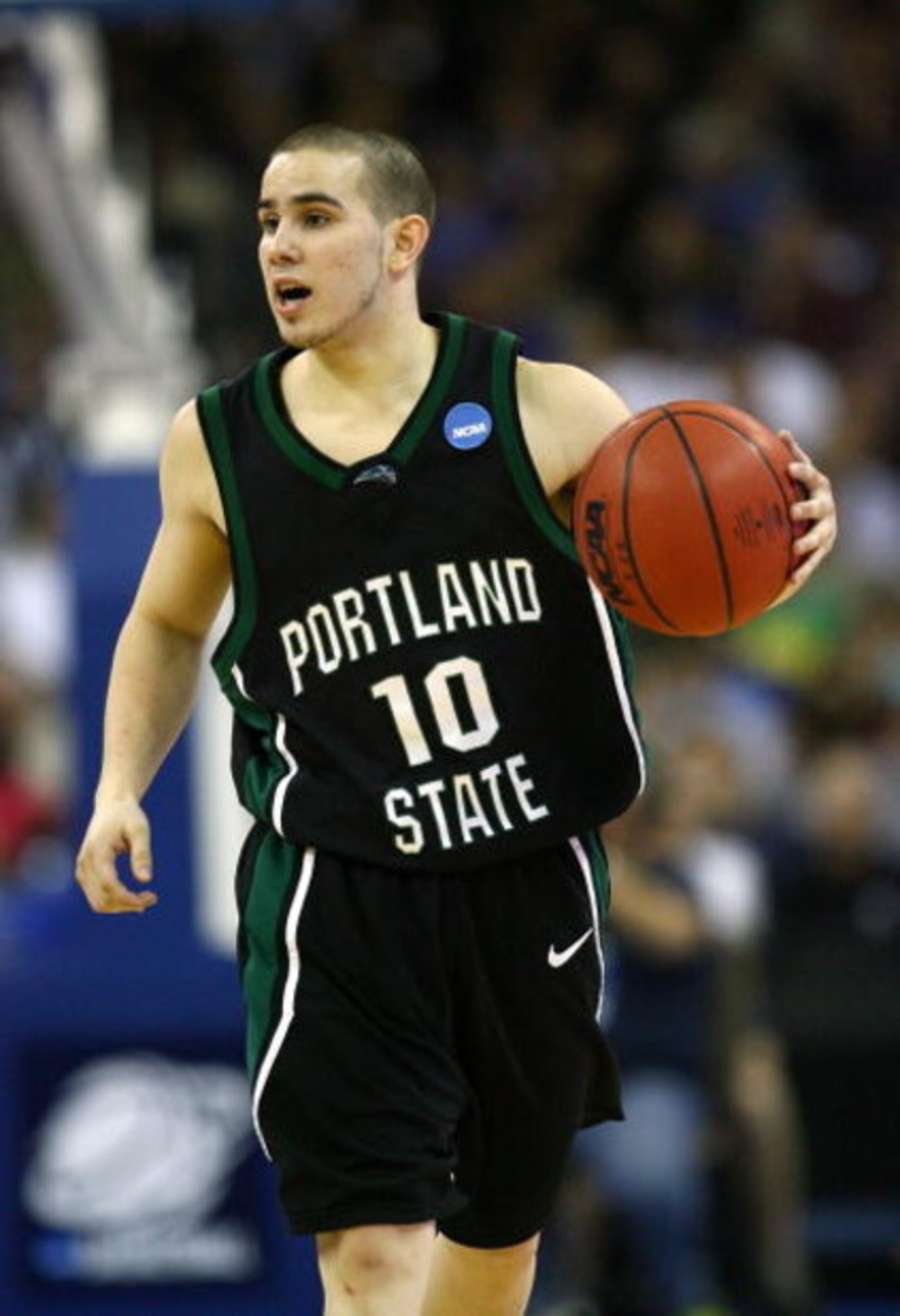 OMAHA, NE - MARCH 20: Jeremiah Dominguez #10 of the Portland State Vikings brings the ball up court against the Kansas Jayhawks during the Midwest Region first round of the 2008 NCAA Men's Basketball Tournament on March 20, 2008 at the Qwest Center in Om OMAHA, NE - MARCH 20: Jeremiah Dominguez #10 of the Portland State Vikings brings the ball up court against the Kansas Jayhawks during the Midwest Region first round of the 2008 NCAA Men's Basketball Tournament on March 20, 2008 at the Qwest Center in Om