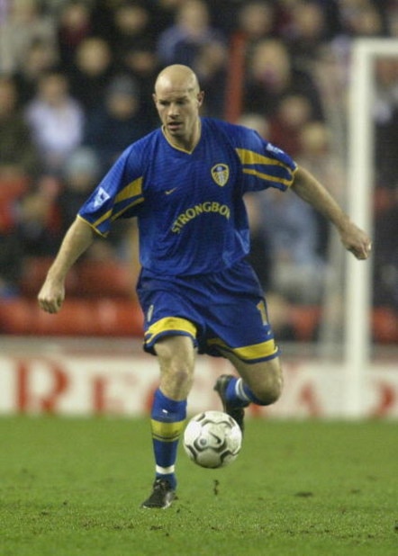 SUNDERLAND - DECEMBER 26:   Danny Mills of Leeds United in action during the FA Barclaycard Premiership match between Sunderland and Leeds United at the Stadium of Light on December 26, 2002.  (Photo by Gary M. Prior/Getty Images) 