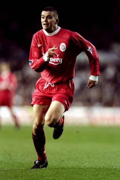 12 Apr 1999:  Dominic Matteo of Liverpool rushes forward during the FA Carling Premiership match against Leeds United at Elland Road in Leeds, England. The game ended goalless. \ Mandatory Credit: Alex Livesey /Allsport