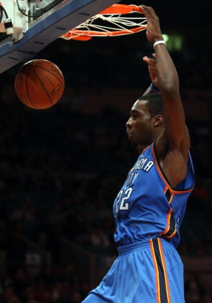 NEW YORK - NOVEMBER 14: Jeff Green #22 of the Oklahoma City Thunder dunks the ball against the New York Knicks on November 14, 2008 at Madison Square Garden in New York City, New York. NOTE TO USER: User expressly acknowledges and agrees that, by download
