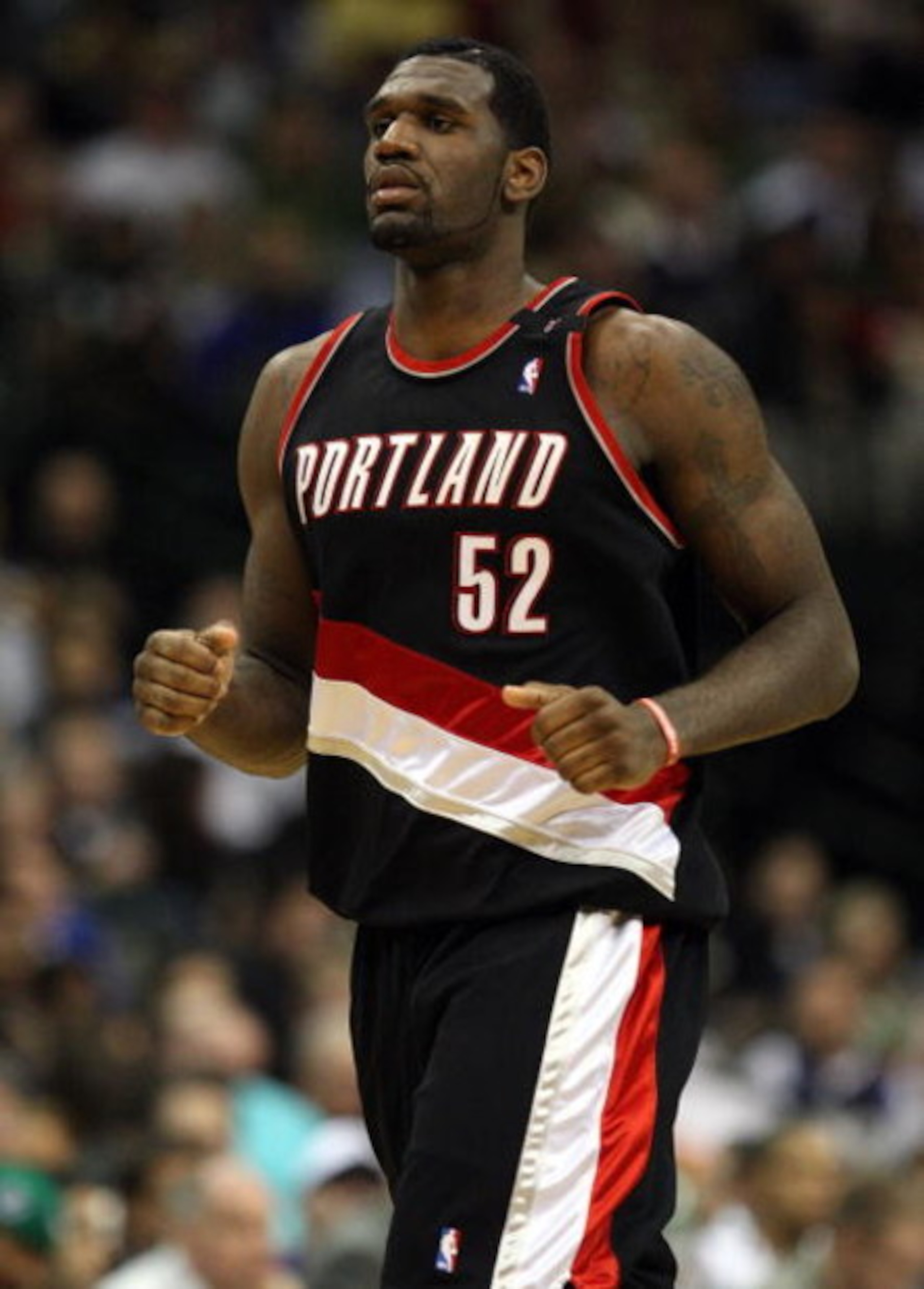 DALLAS - FEBRUARY 04:  Greg Oden #52 of the Portland Trail Blazers during play against the Dallas Mavericks on February 4, 2009 at American Airlines Center in Dallas, Texas.  NOTE TO USER: User expressly acknowledges and agrees that, by downloading and/or