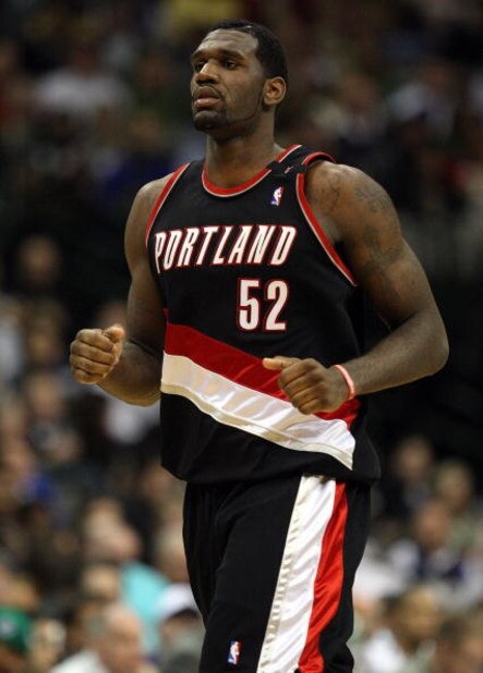 DALLAS - FEBRUARY 04:  Greg Oden #52 of the Portland Trail Blazers during play against the Dallas Mavericks on February 4, 2009 at American Airlines Center in Dallas, Texas.  NOTE TO USER: User expressly acknowledges and agrees that, by downloading and/or
